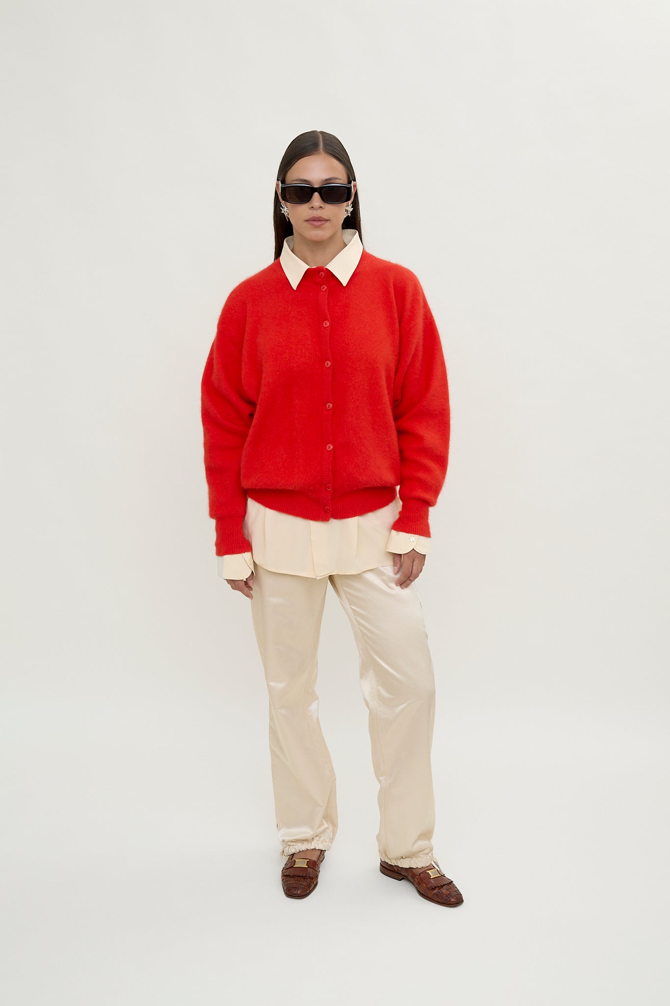 Red angora cardi