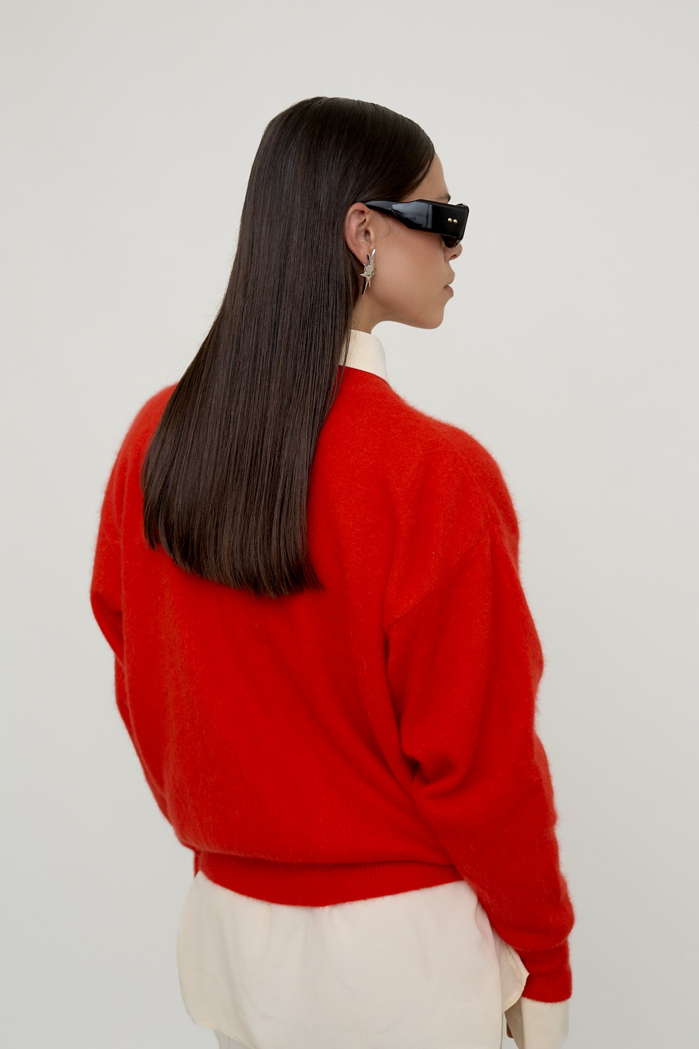 Red angora cardi