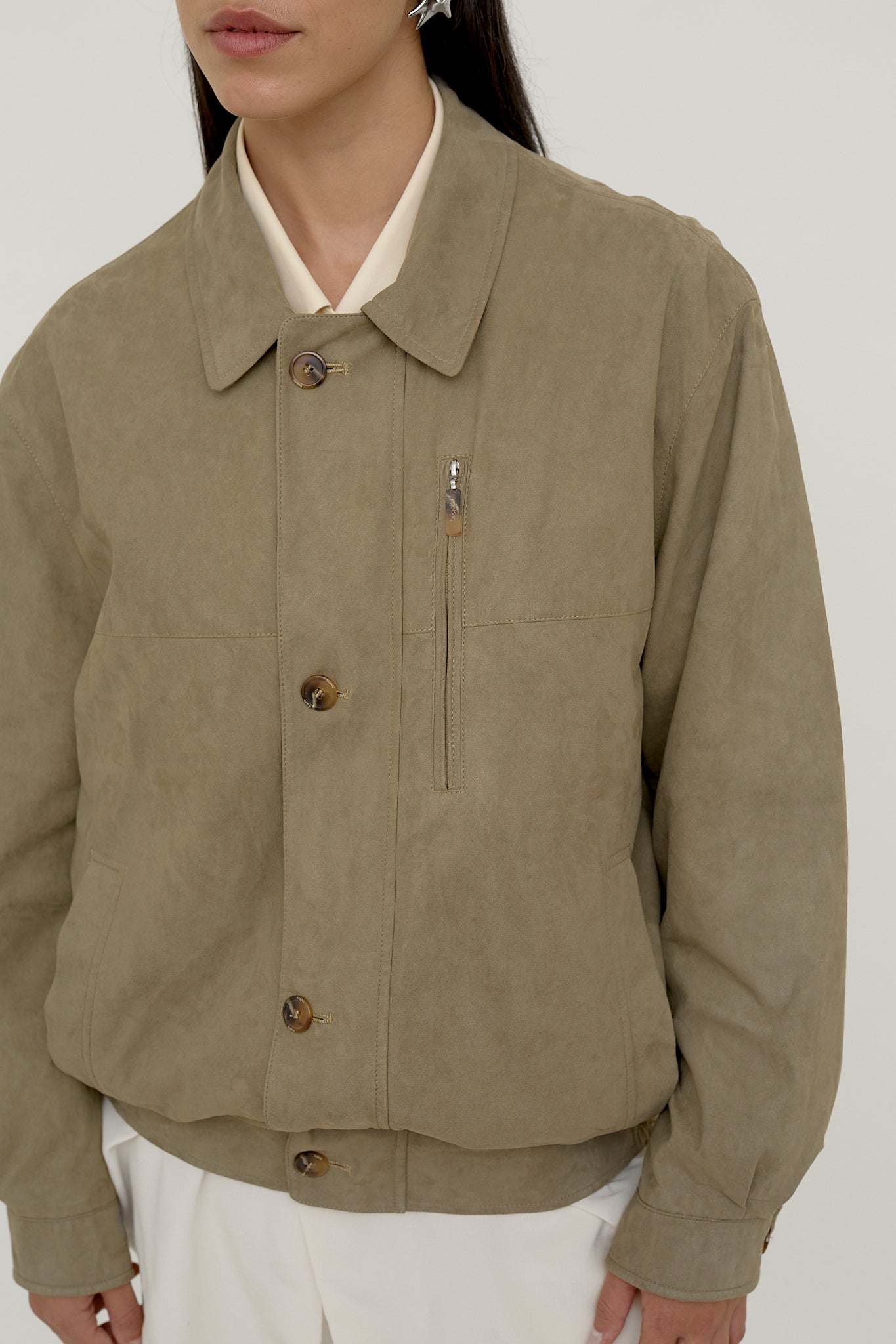 Light bomber jacket with suede effect
