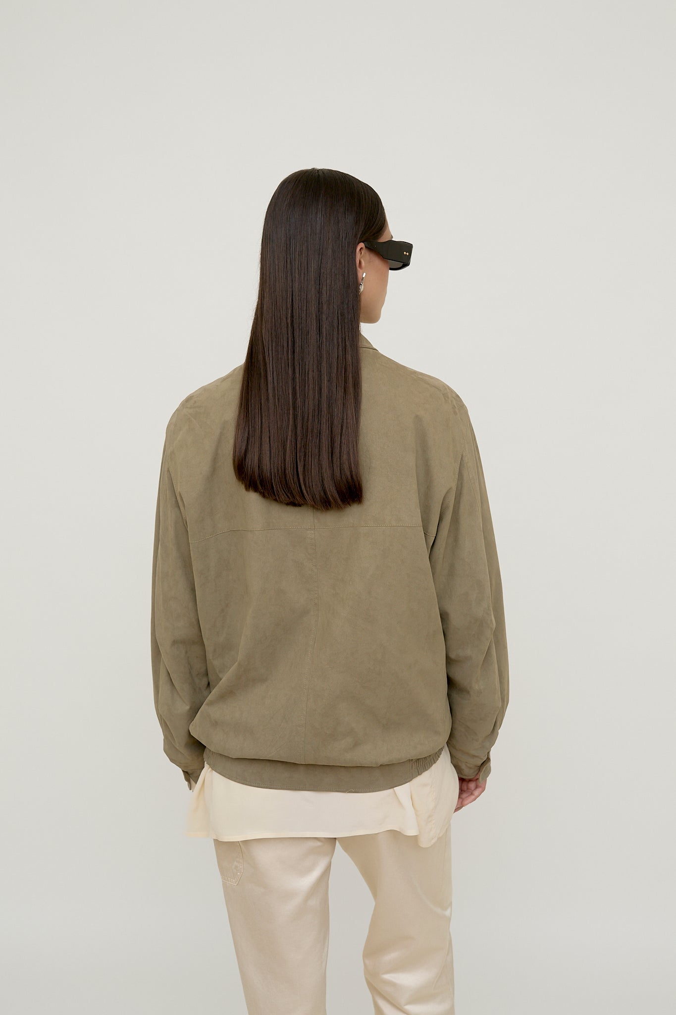 Light bomber jacket with suede effect