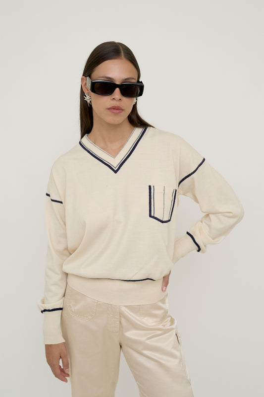 Uniform style jumper with pocket