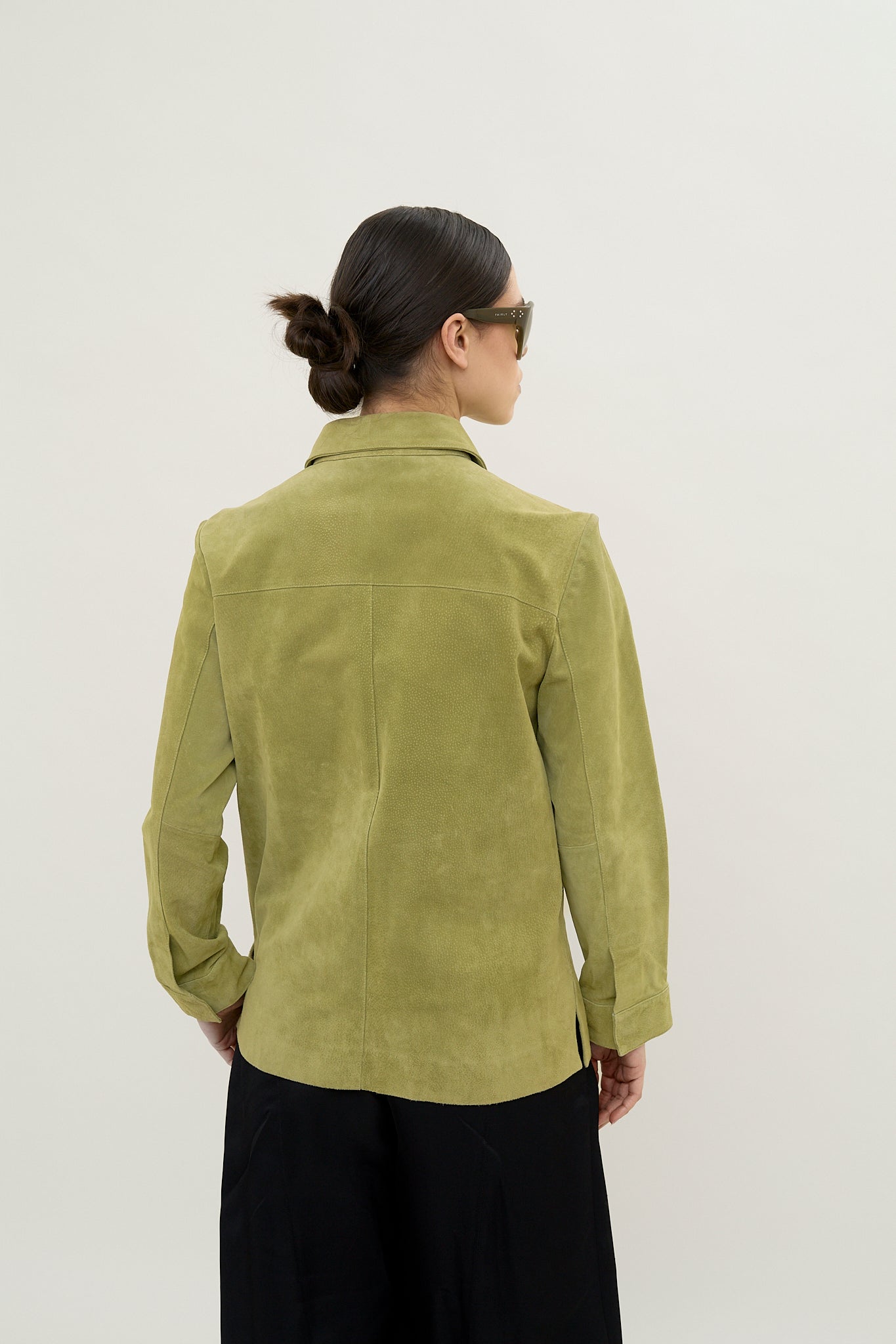 Vintage olive suede tailored jacket