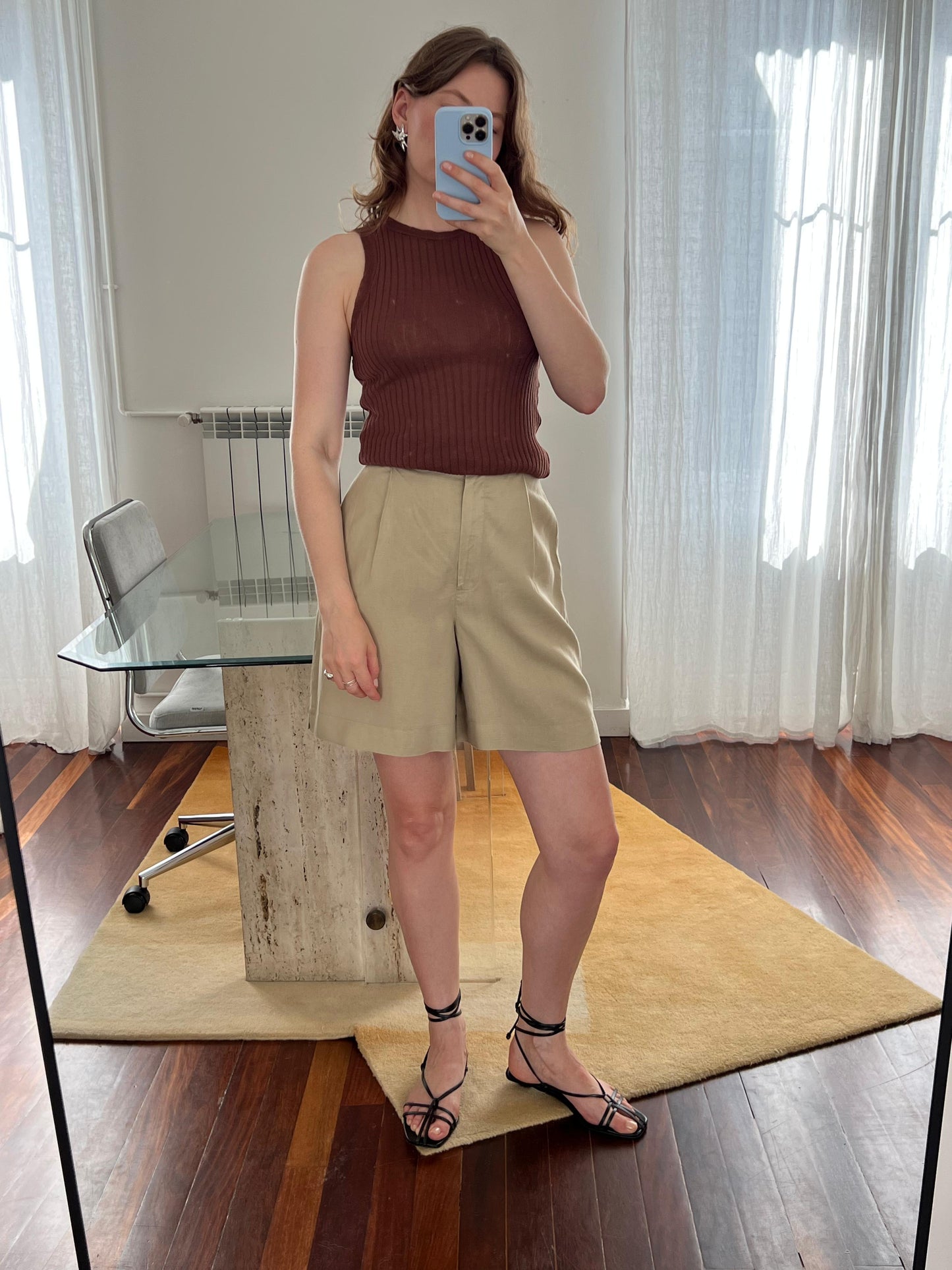 Linen bermuda shorts