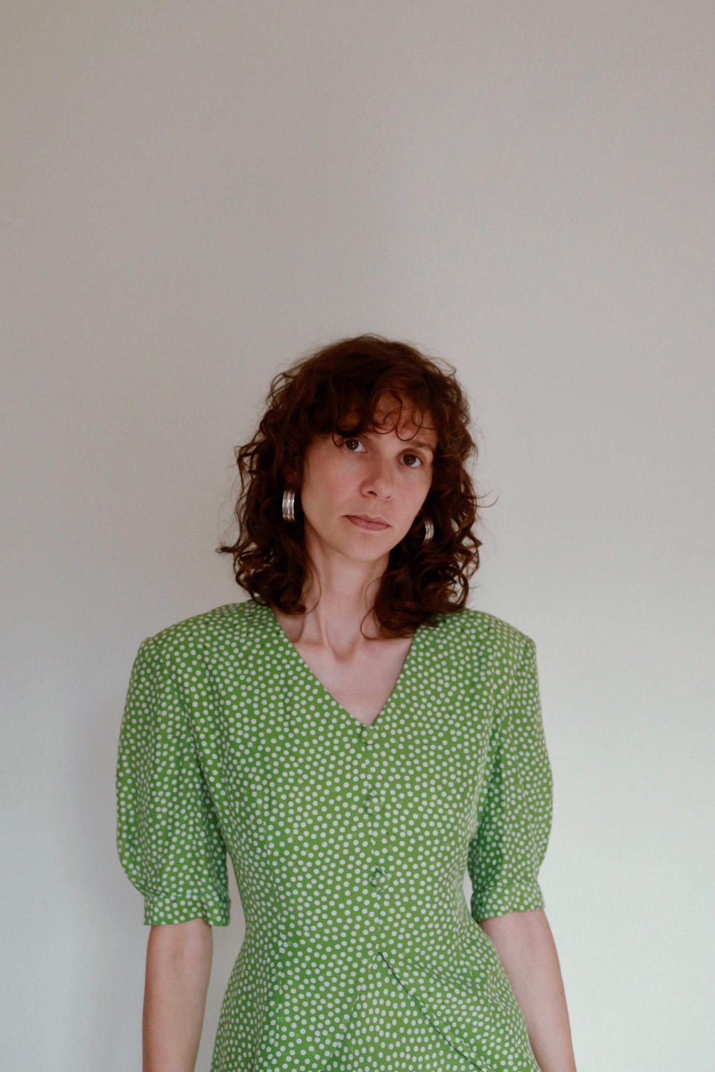 Green polka dot dress