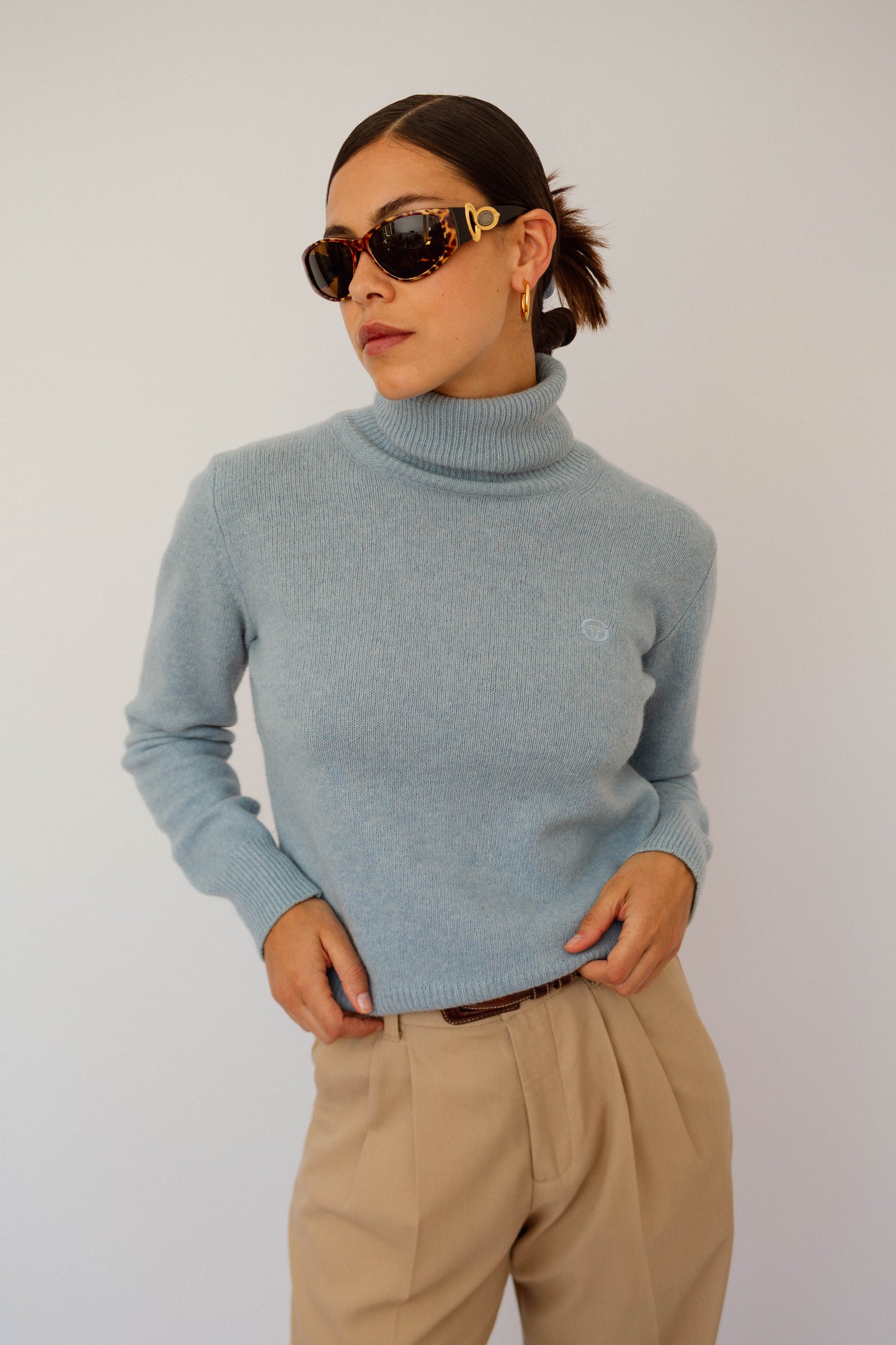 Baby blue turtle neck