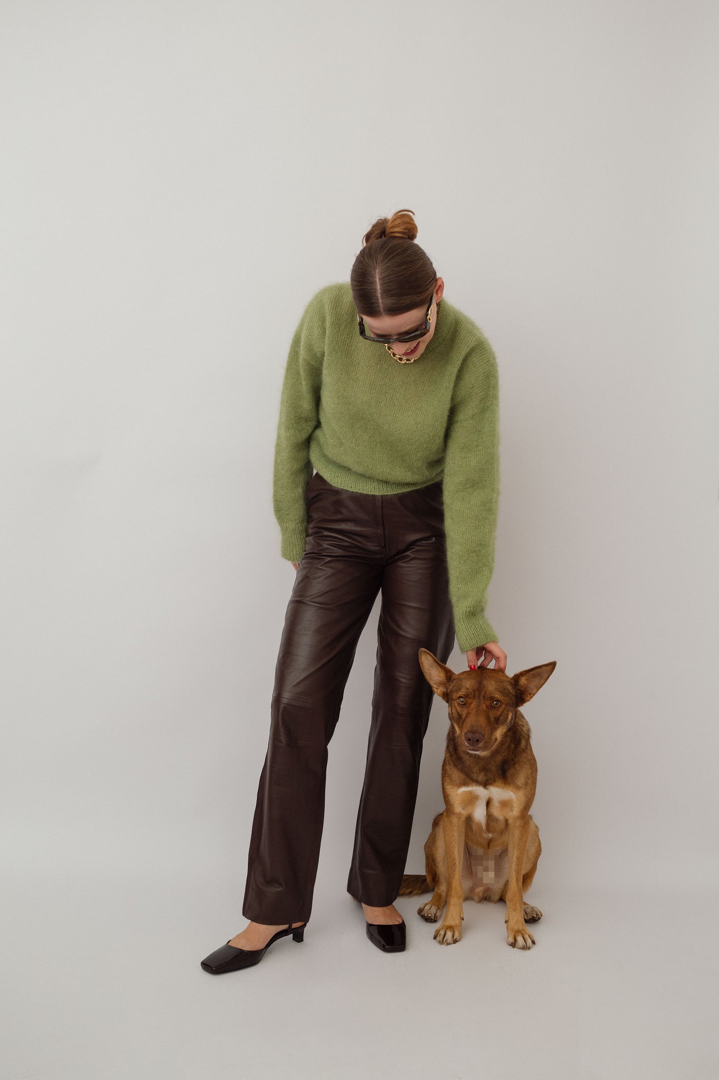 Brown leather trousers