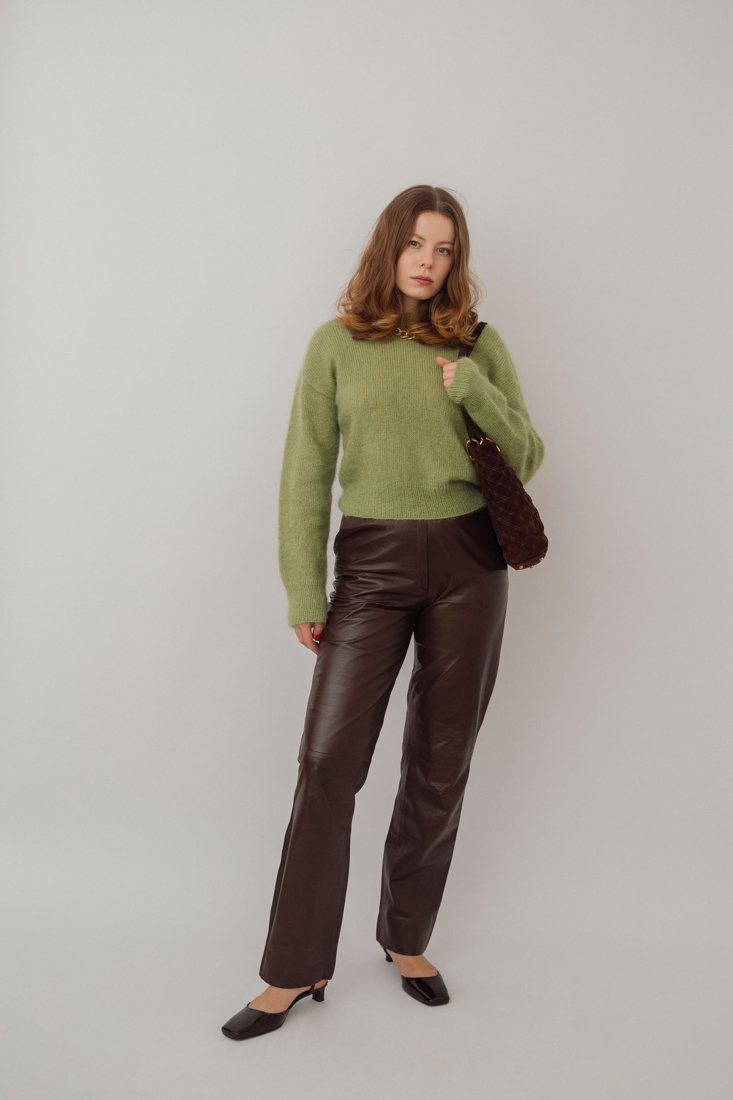 Brown leather trousers