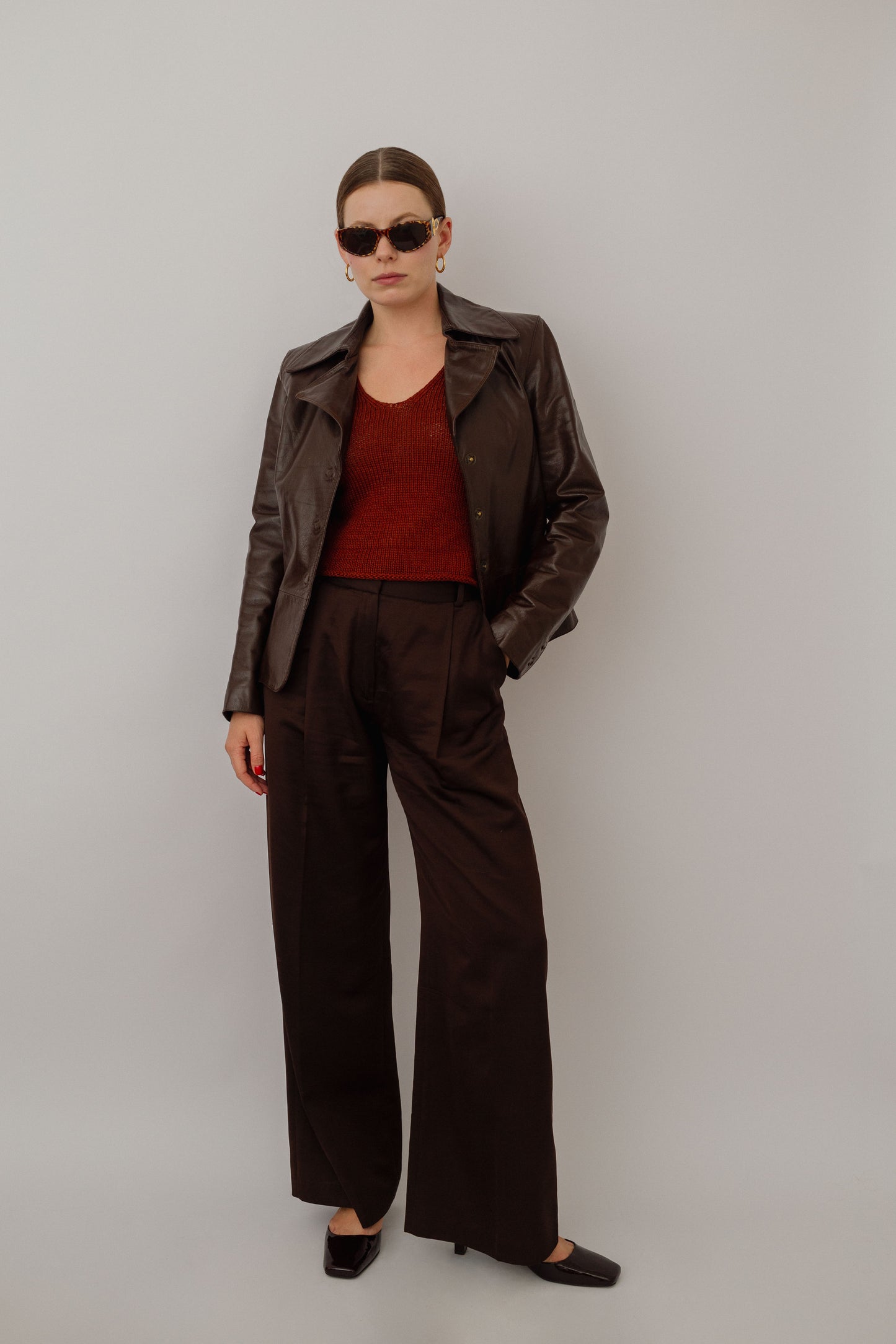 Brown leather jacket
