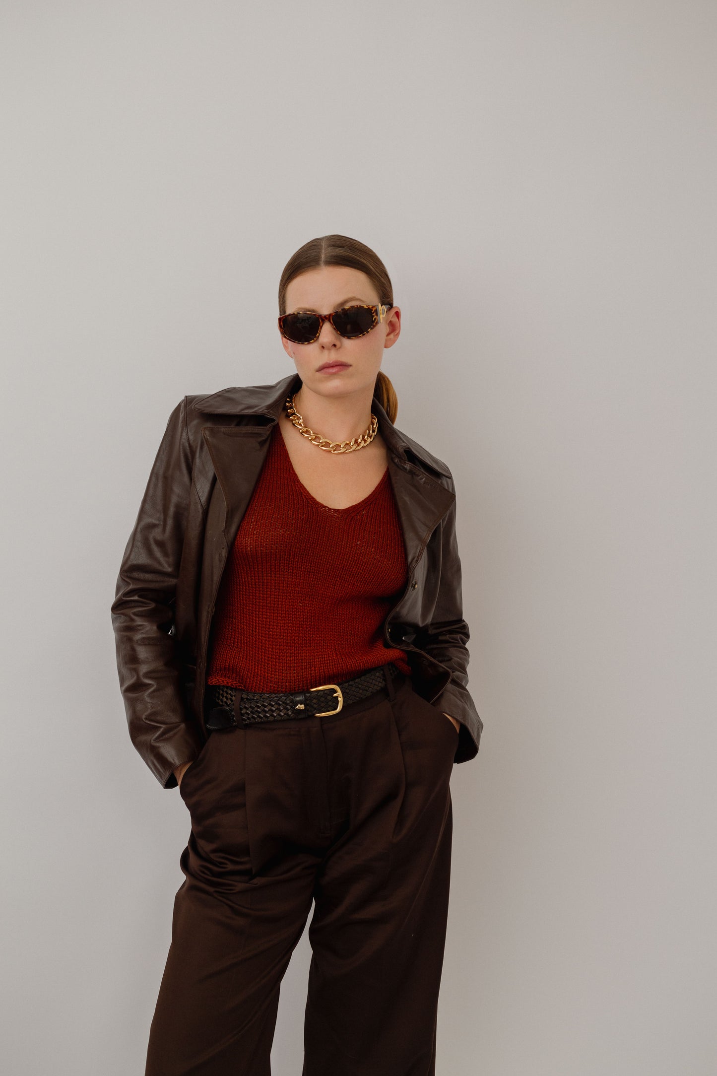 Brown leather jacket