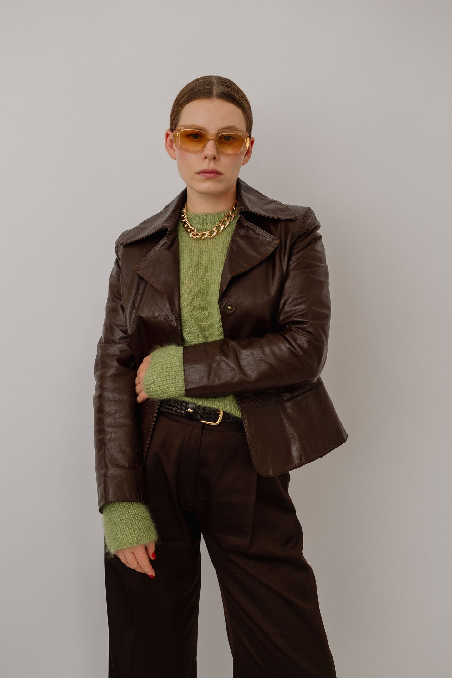 Brown leather jacket