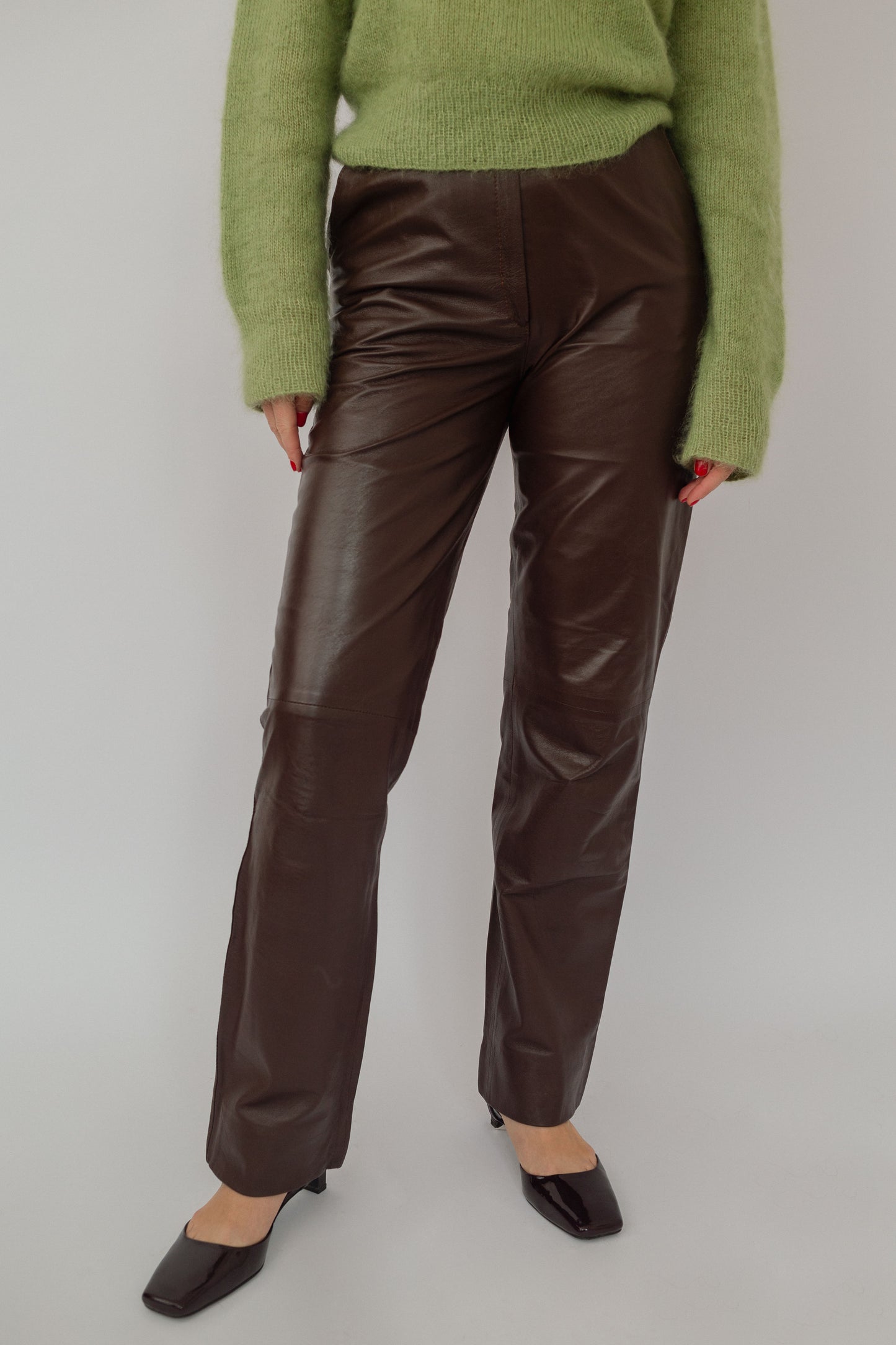 Brown leather trousers