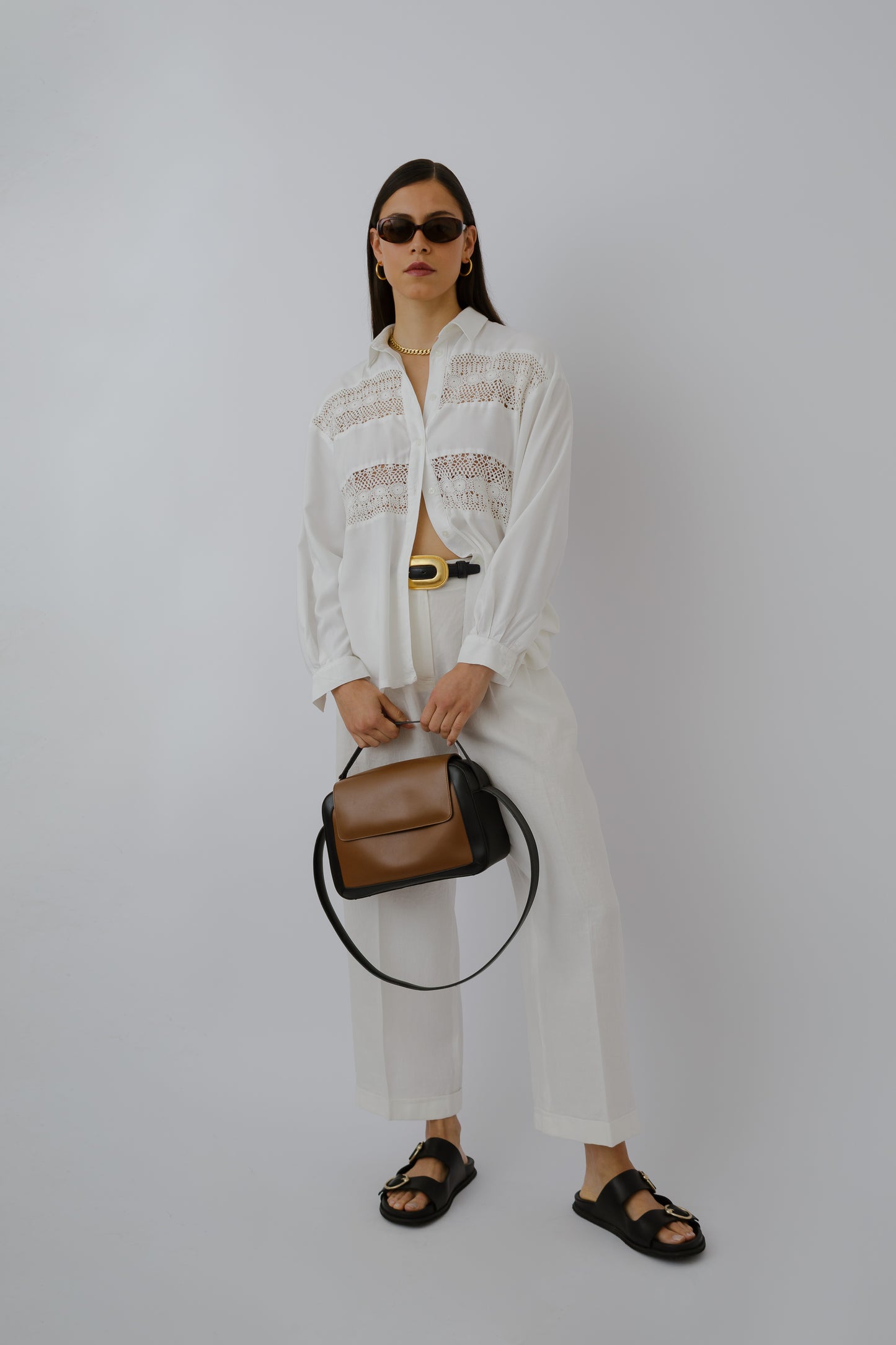 Faux leather shoulder bag