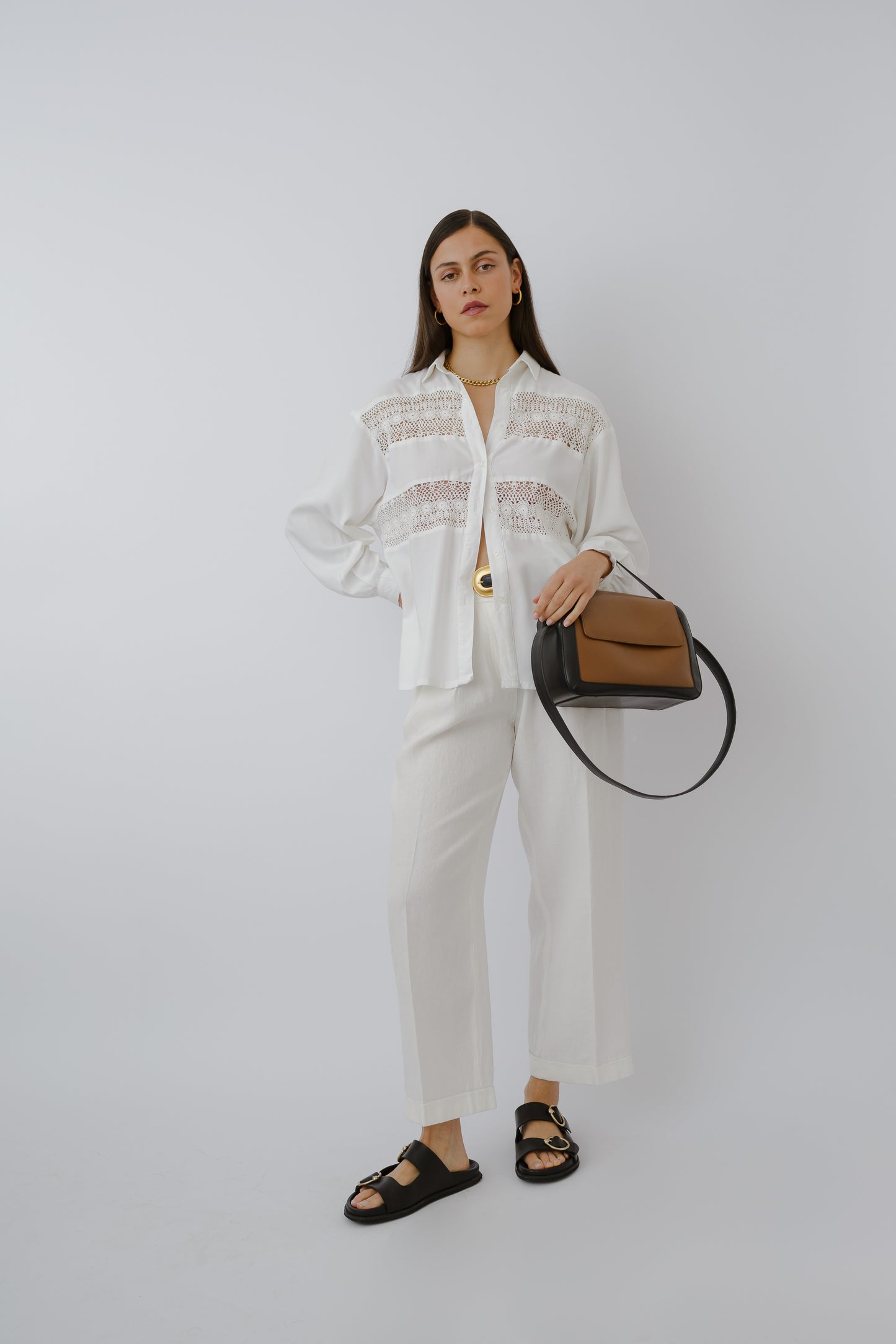 Faux leather shoulder bag
