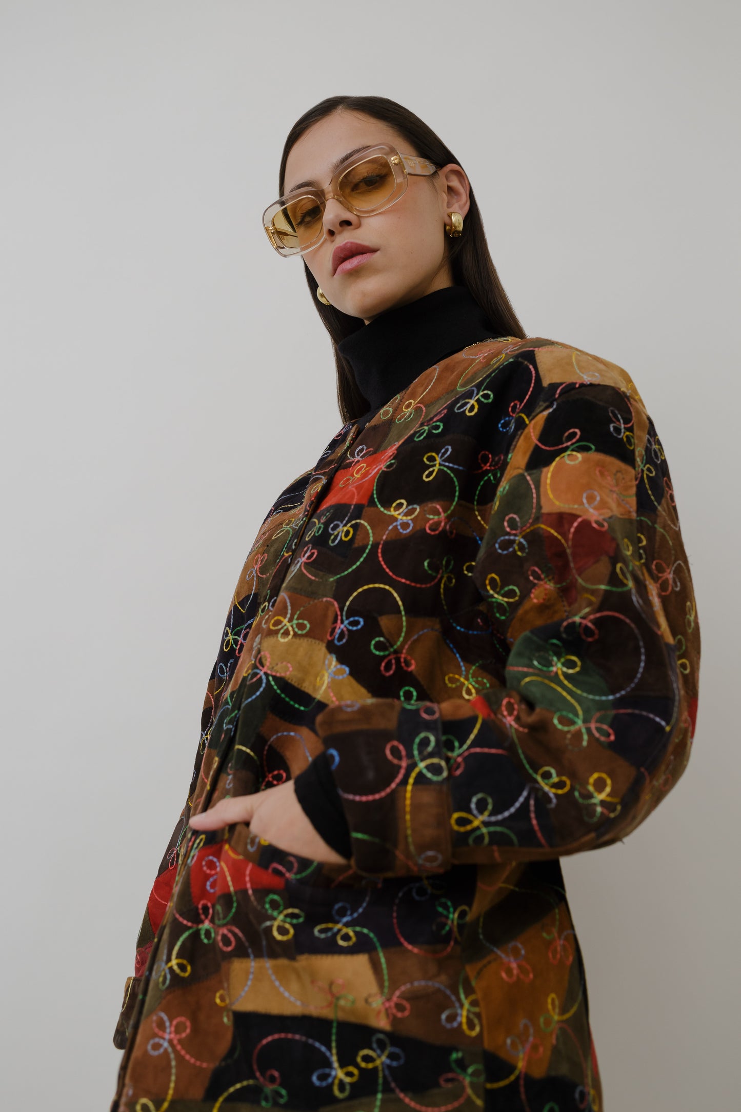 Patchwork suede jacket