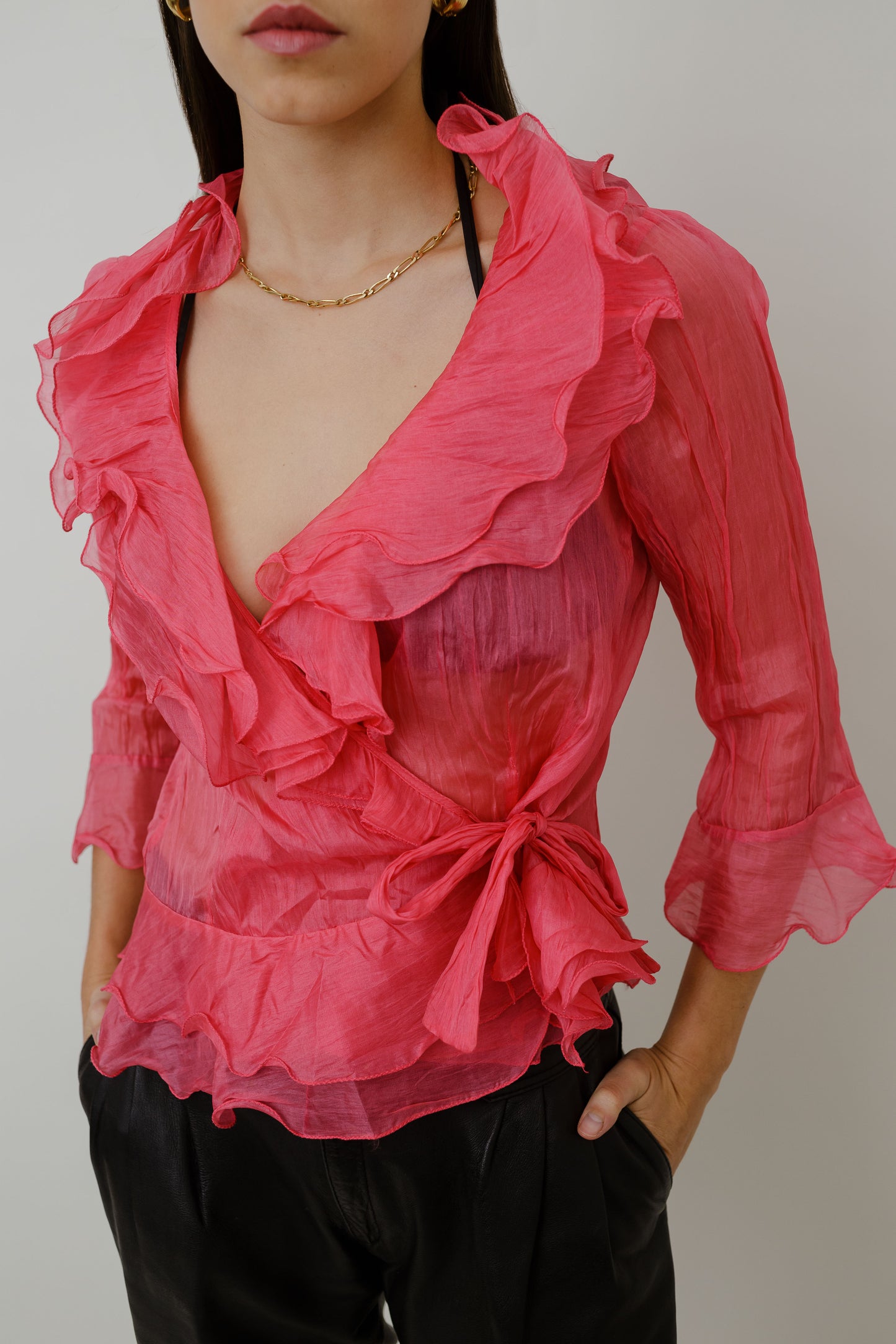 Y2K silk blouse