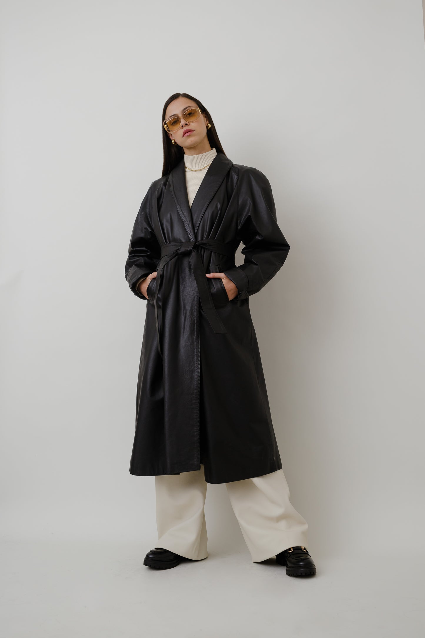 Long leather coat