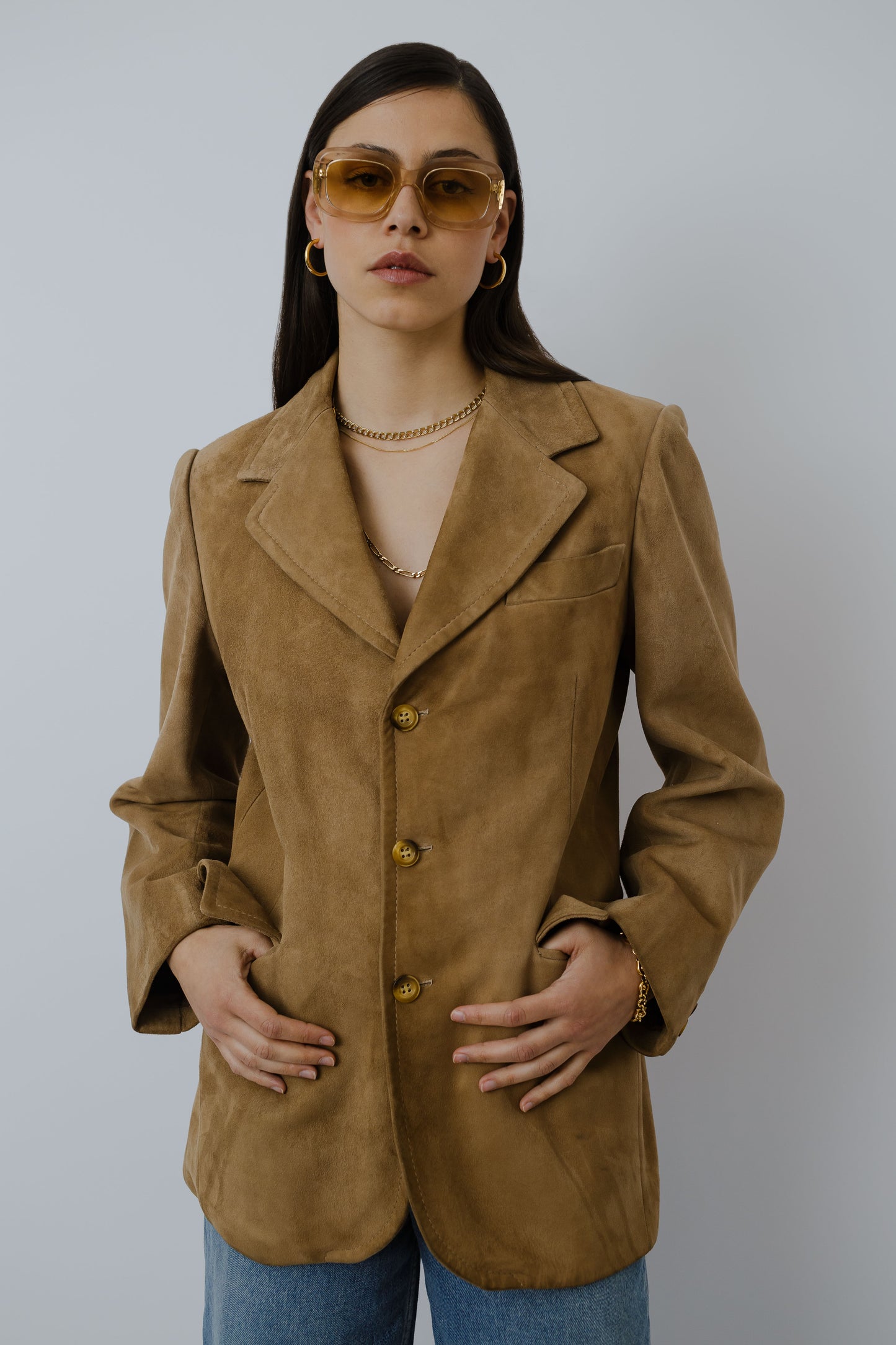 Soft suede leather blazer