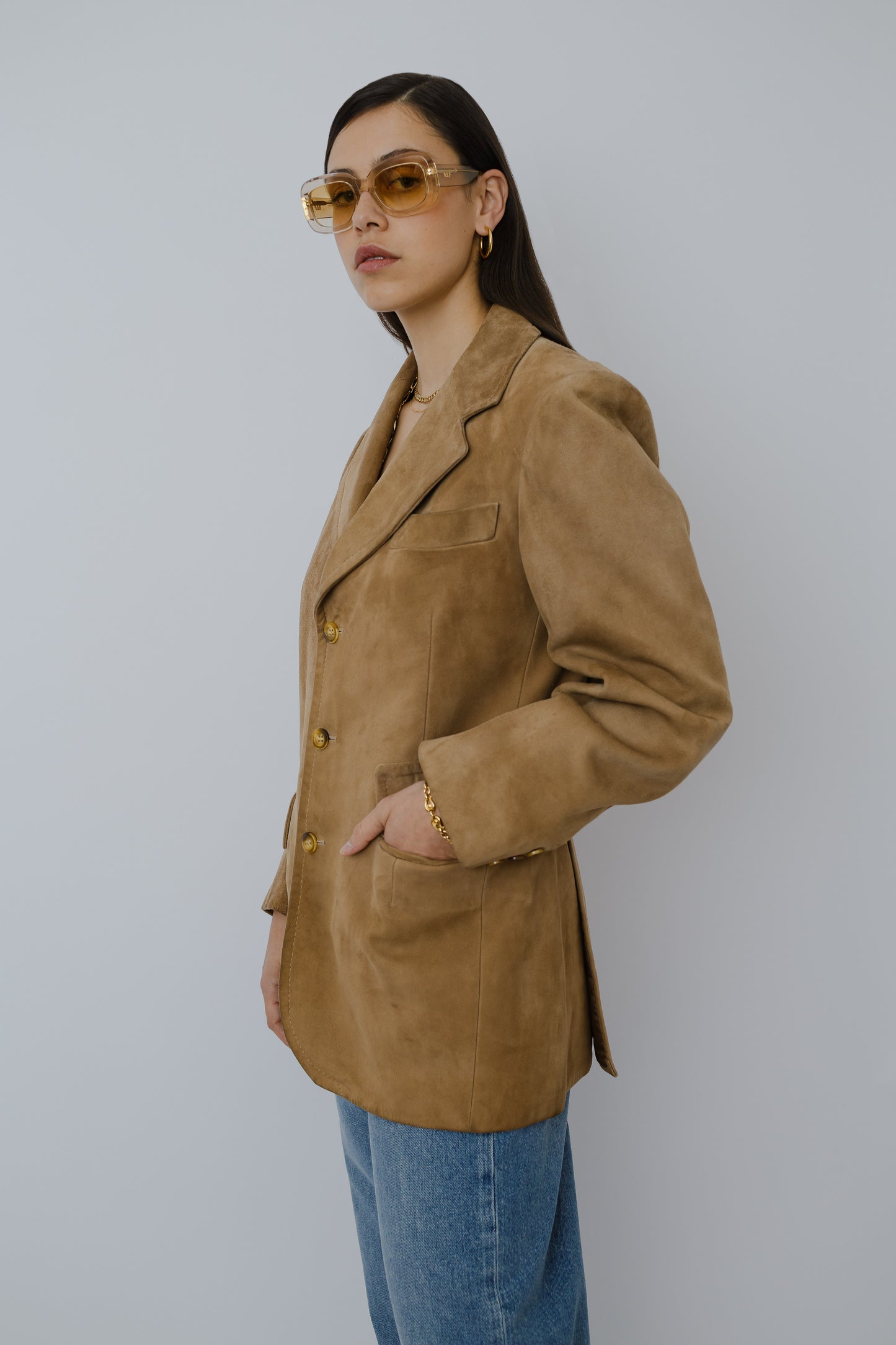 Soft suede leather blazer