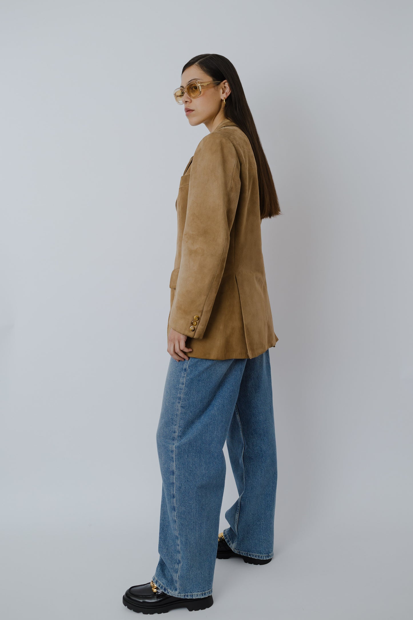 Soft suede leather blazer