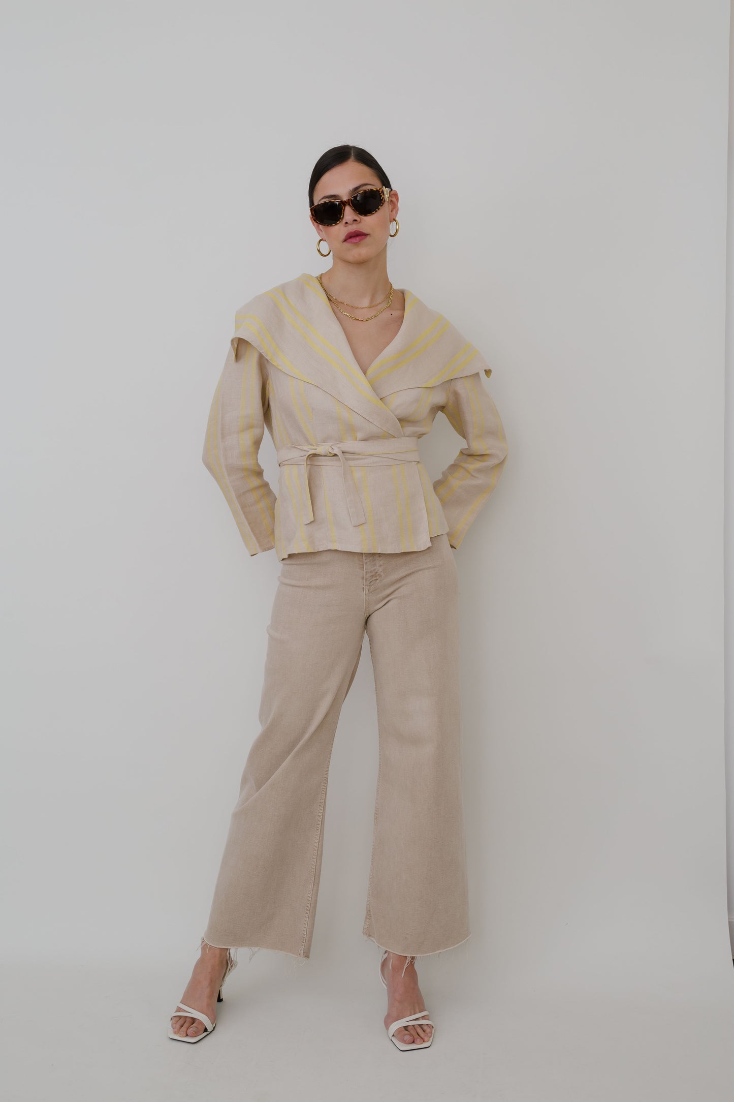 Linen wrap blouse