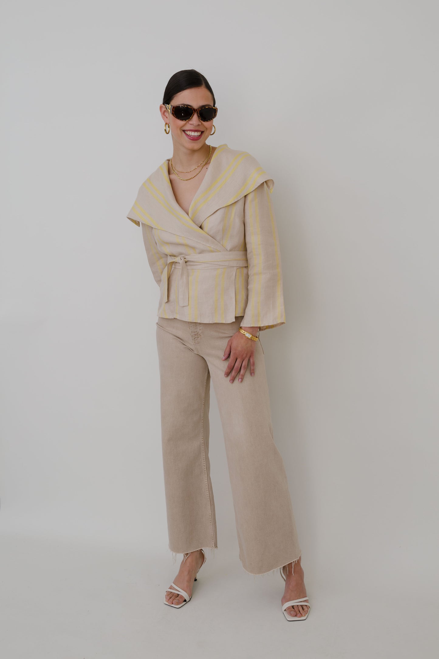 Linen wrap blouse