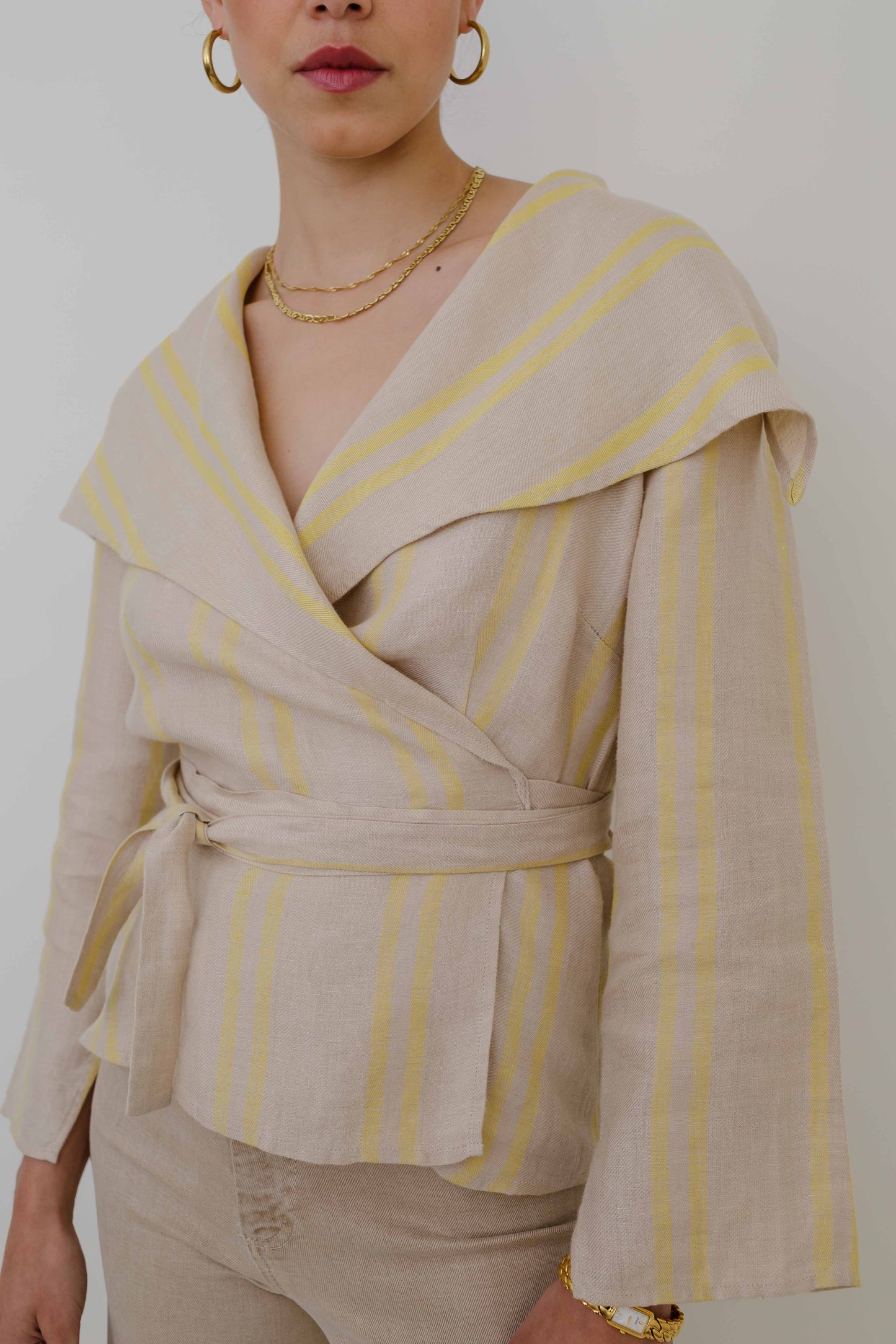 Linen wrap blouse