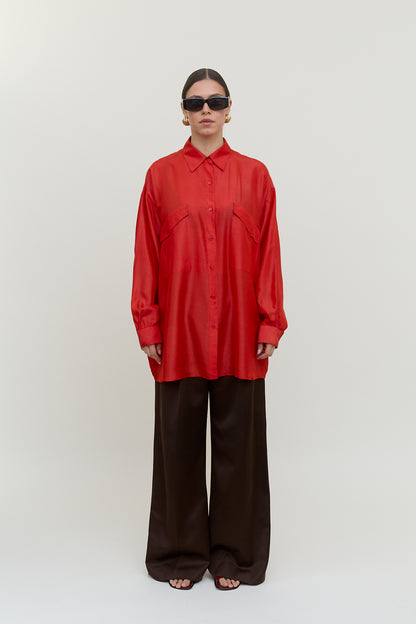 Oversized vintage silk blouse