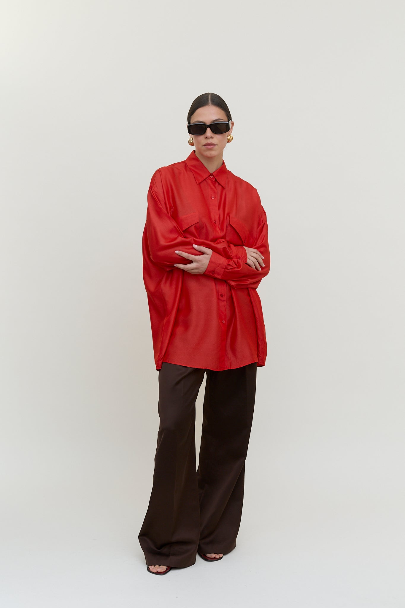 Oversized vintage silk blouse