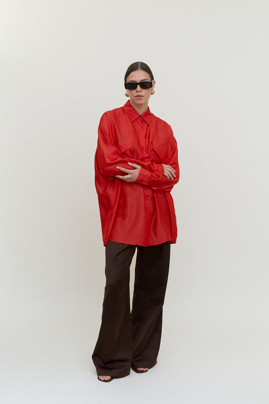 Oversized vintage silk blouse