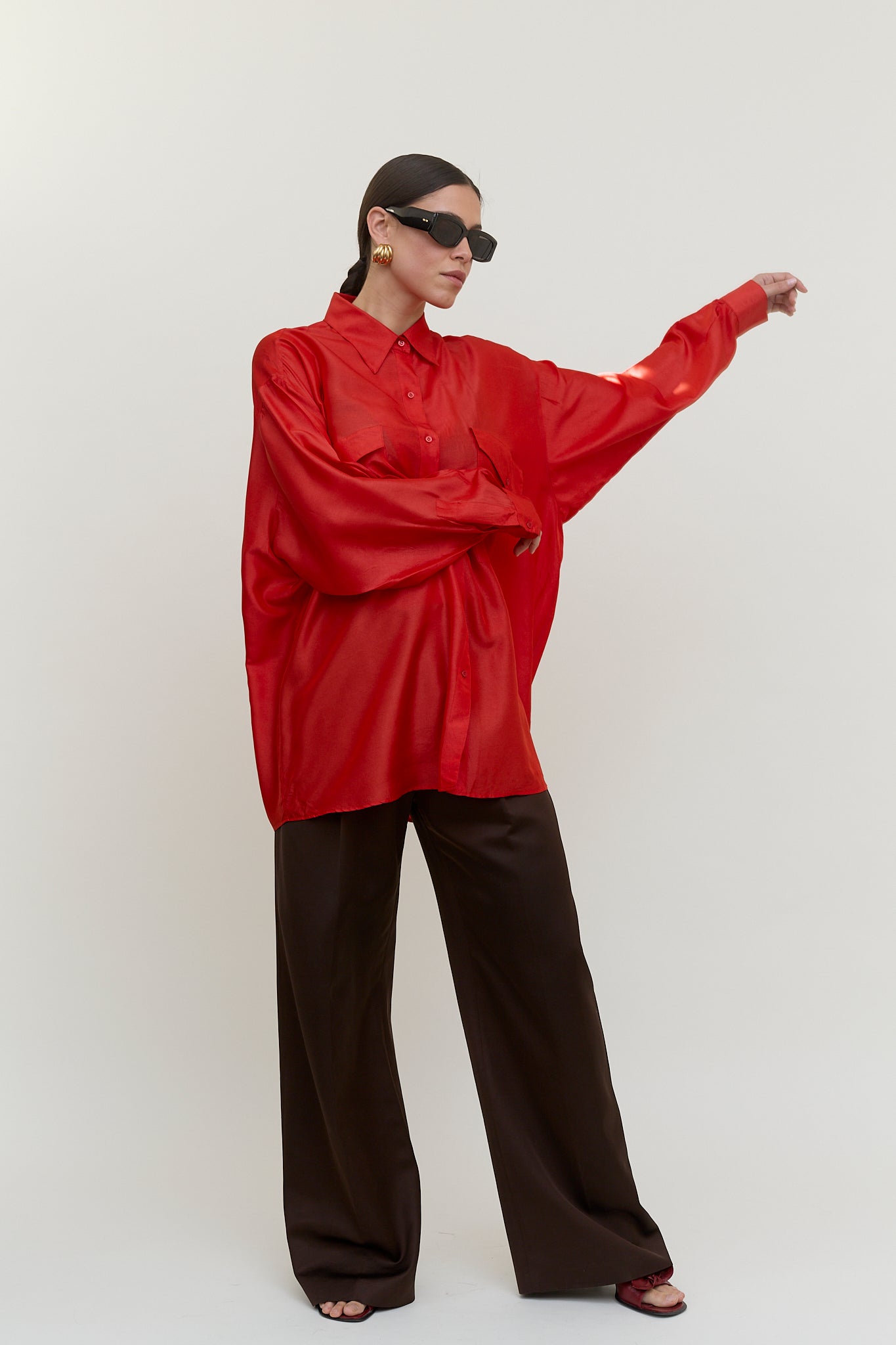Oversized vintage silk blouse