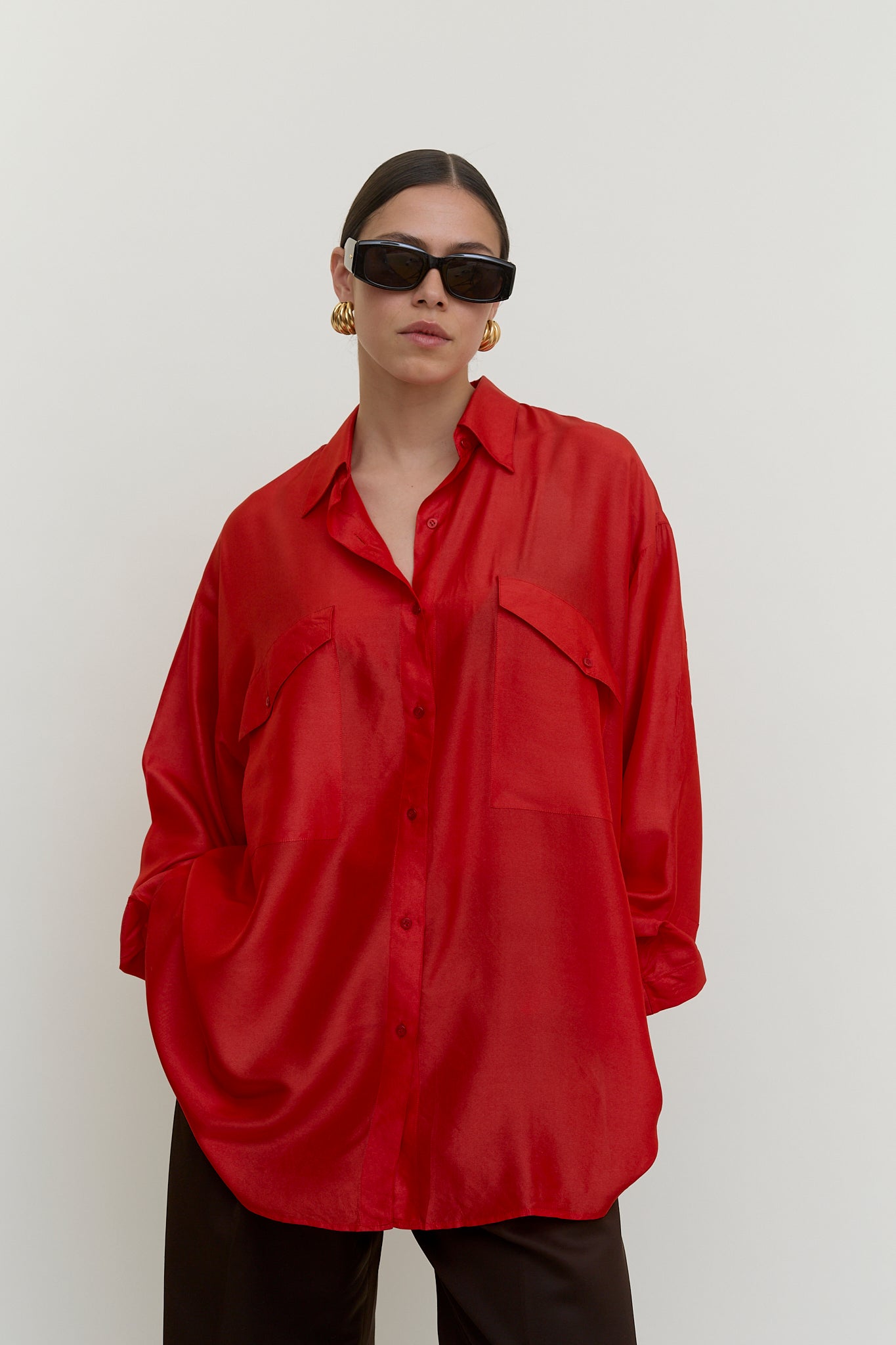 Oversized vintage silk blouse