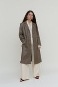 Grey-khaki leather trench coat