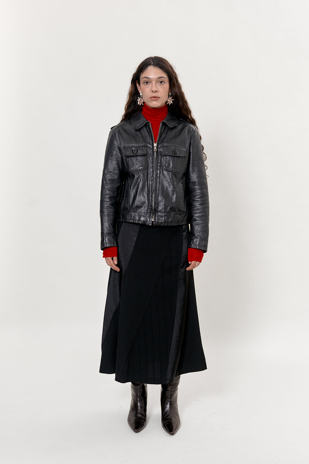 2000s fitted biker leather jacket