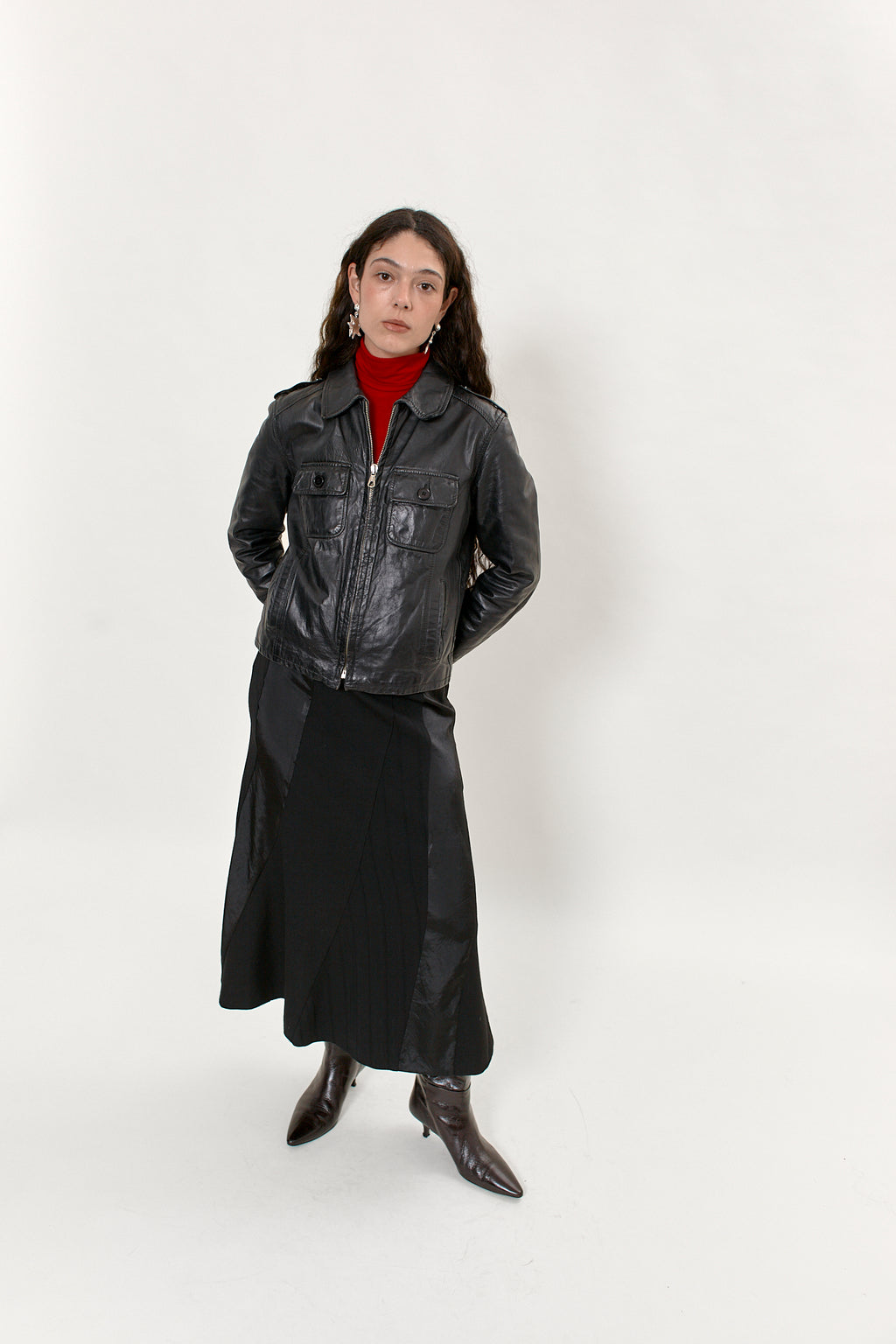 2000s fitted biker leather jacket