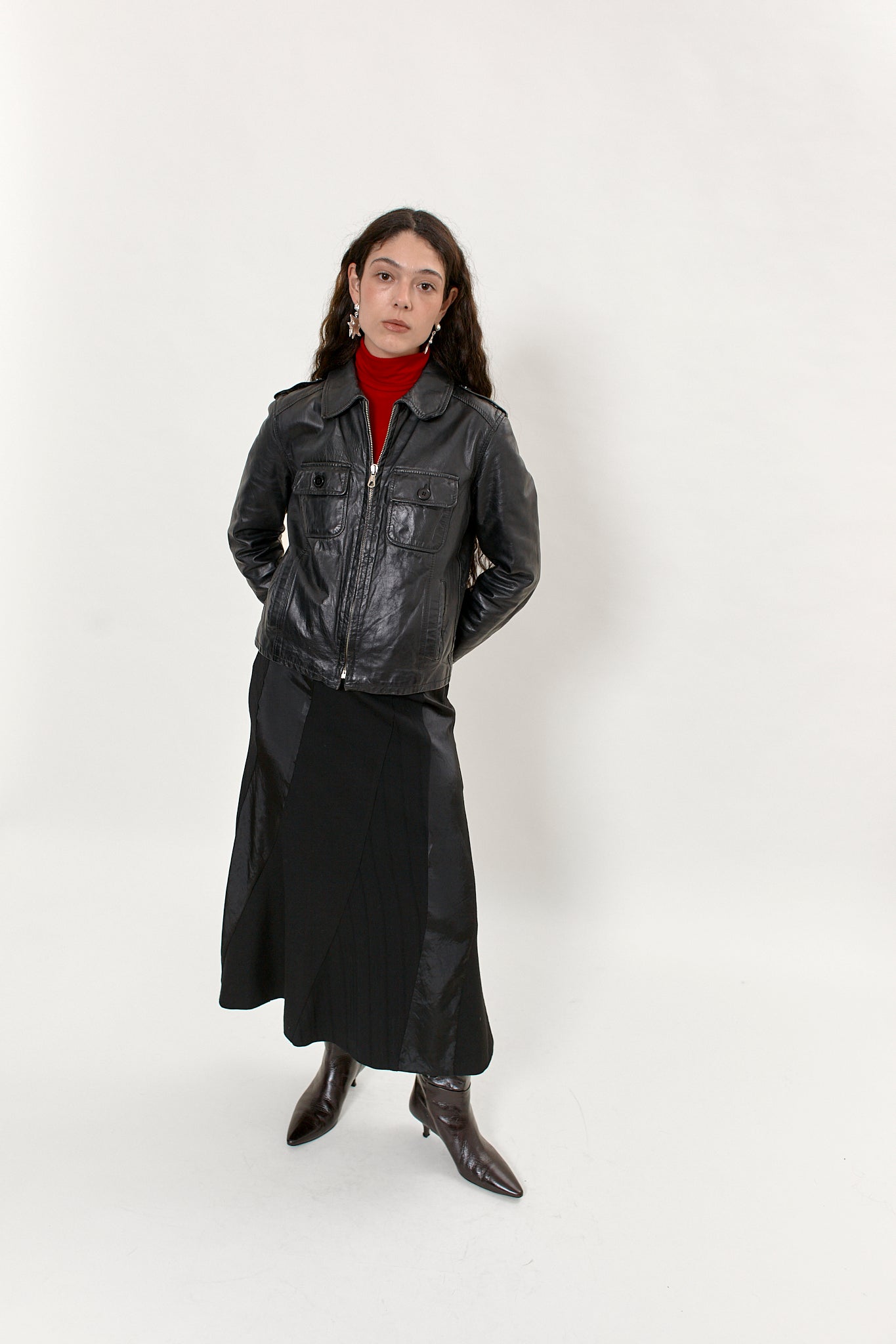 2000s fitted biker leather jacket