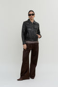 2000s fitted biker leather jacket