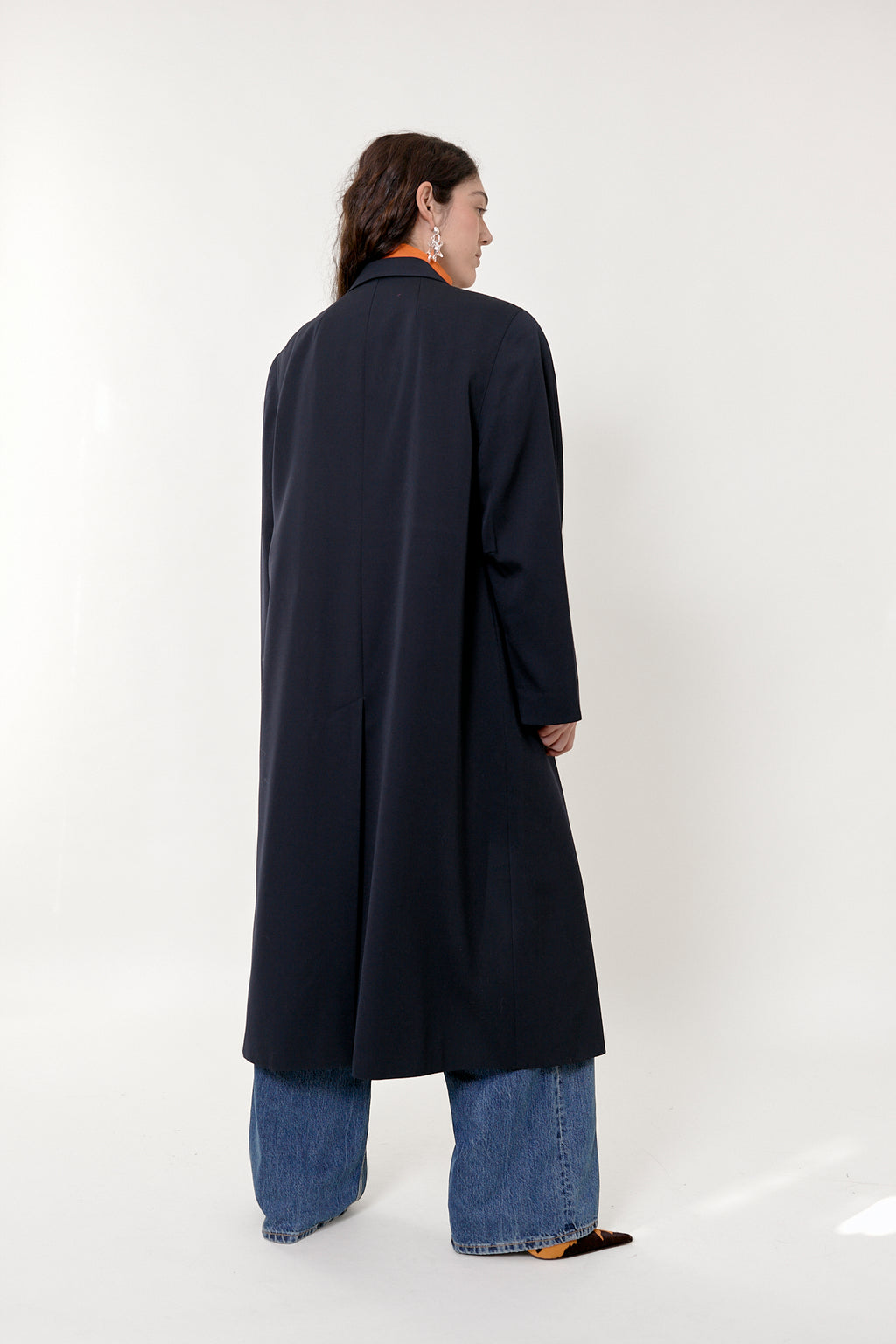 Double-breasted navy coat