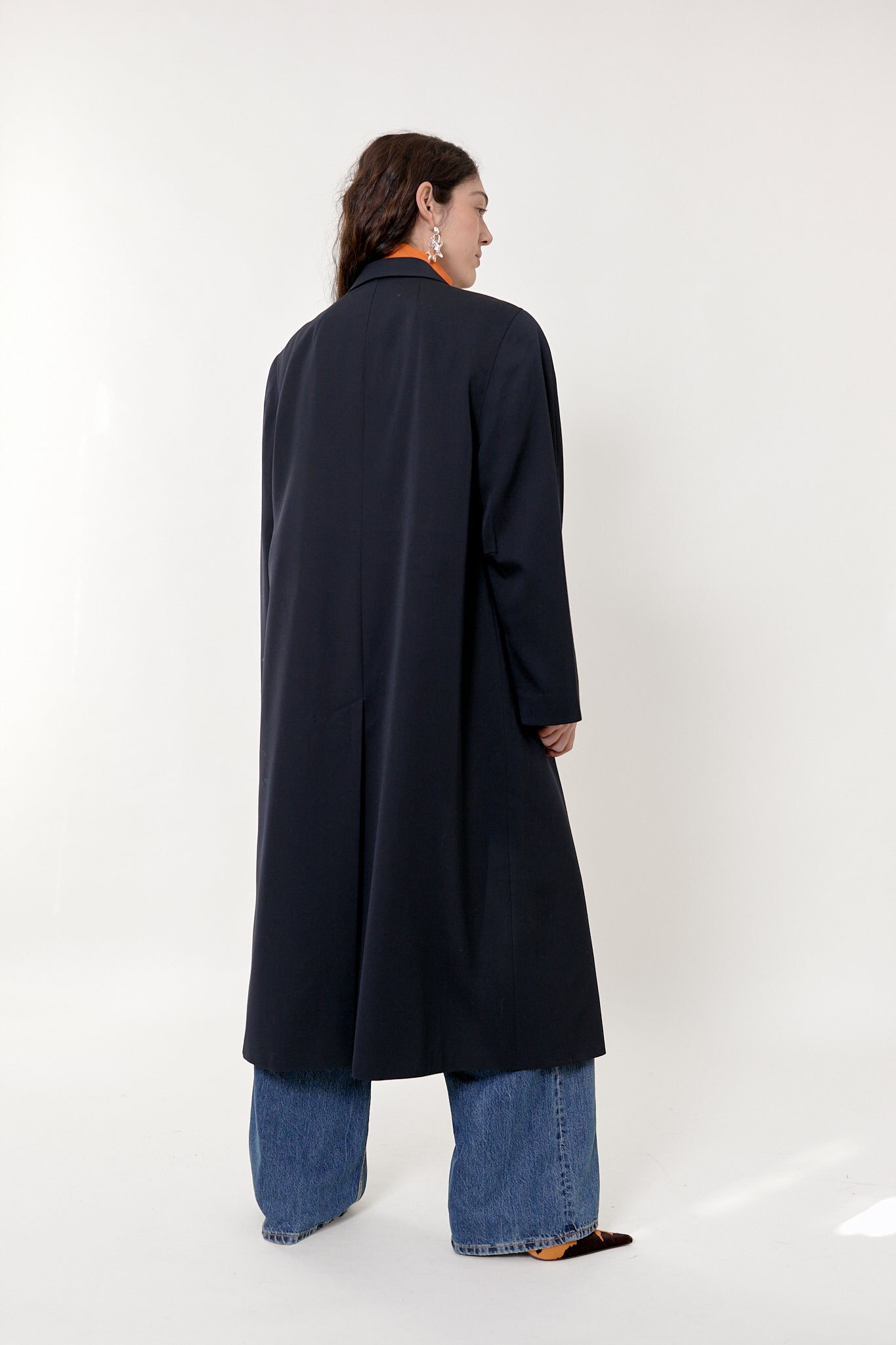 Double-breasted navy coat