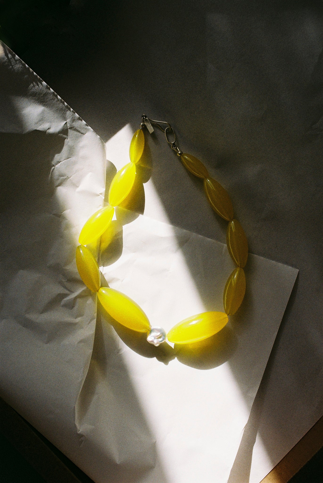 Yellow acetate statement necklace