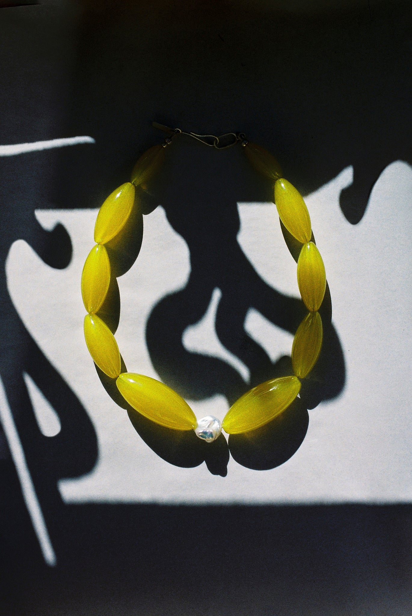 Yellow acetate statement necklace