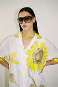 Hand-painted silk sunflower shirt