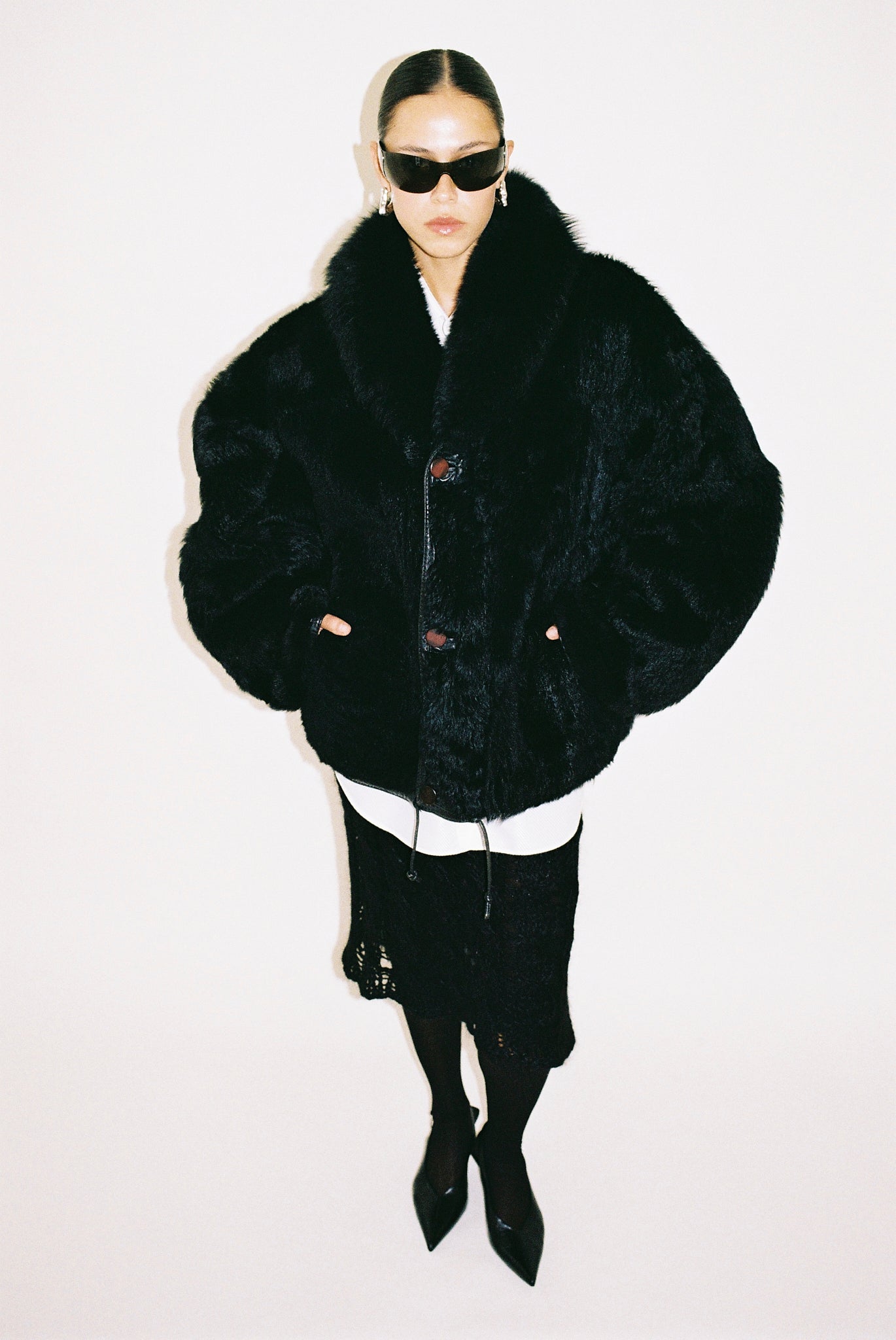 Reversible leather bomber jacket
