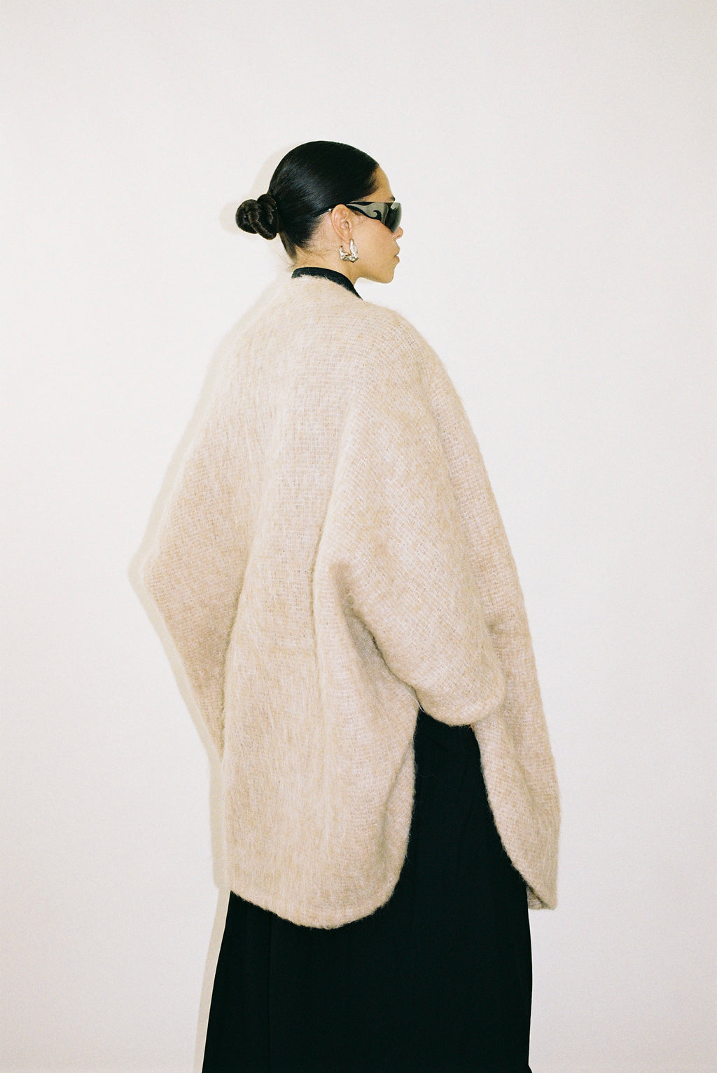 Mohair wool blend cape coat