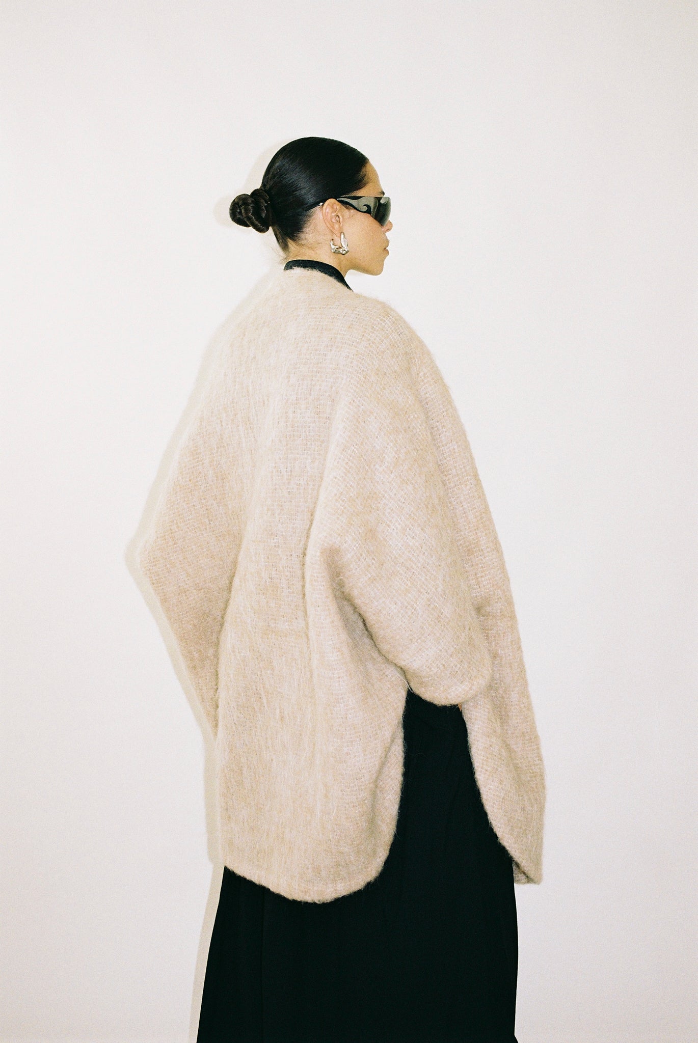 Mohair wool blend cape coat
