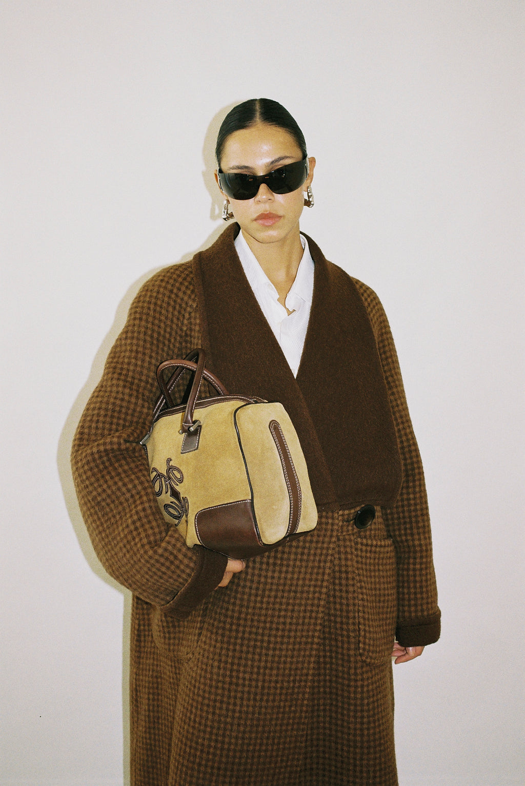 Reversible wool coat, houndstooth check