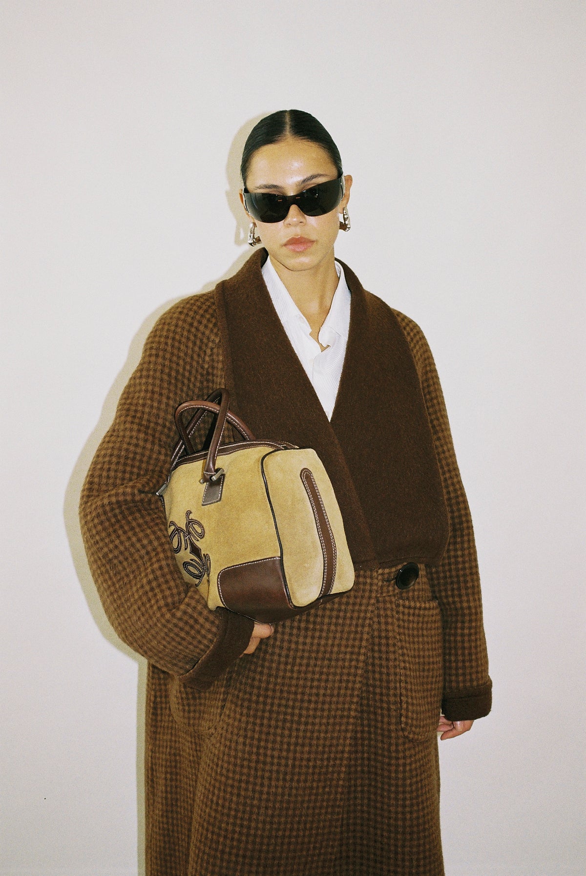 Reversible wool coat, houndstooth check