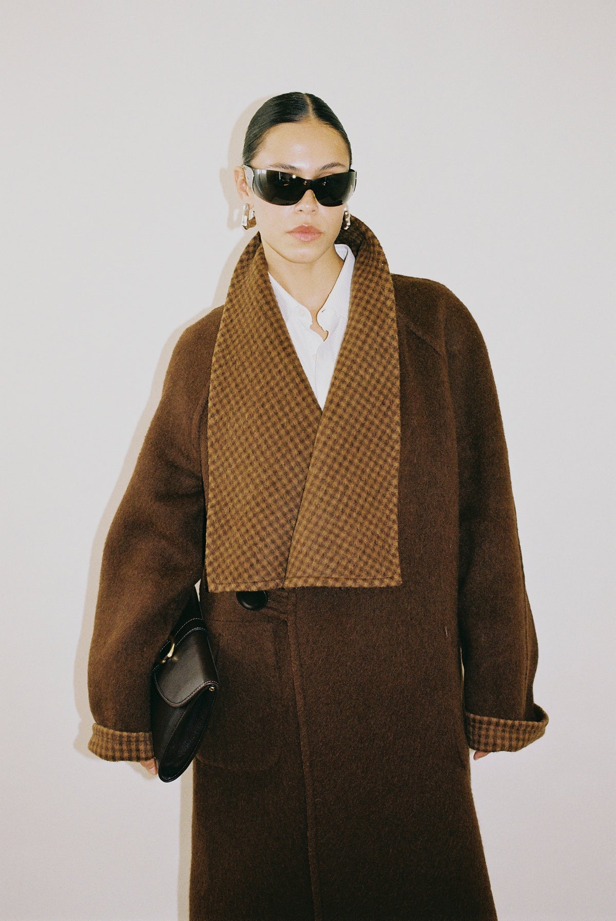 Reversible wool coat, houndstooth check