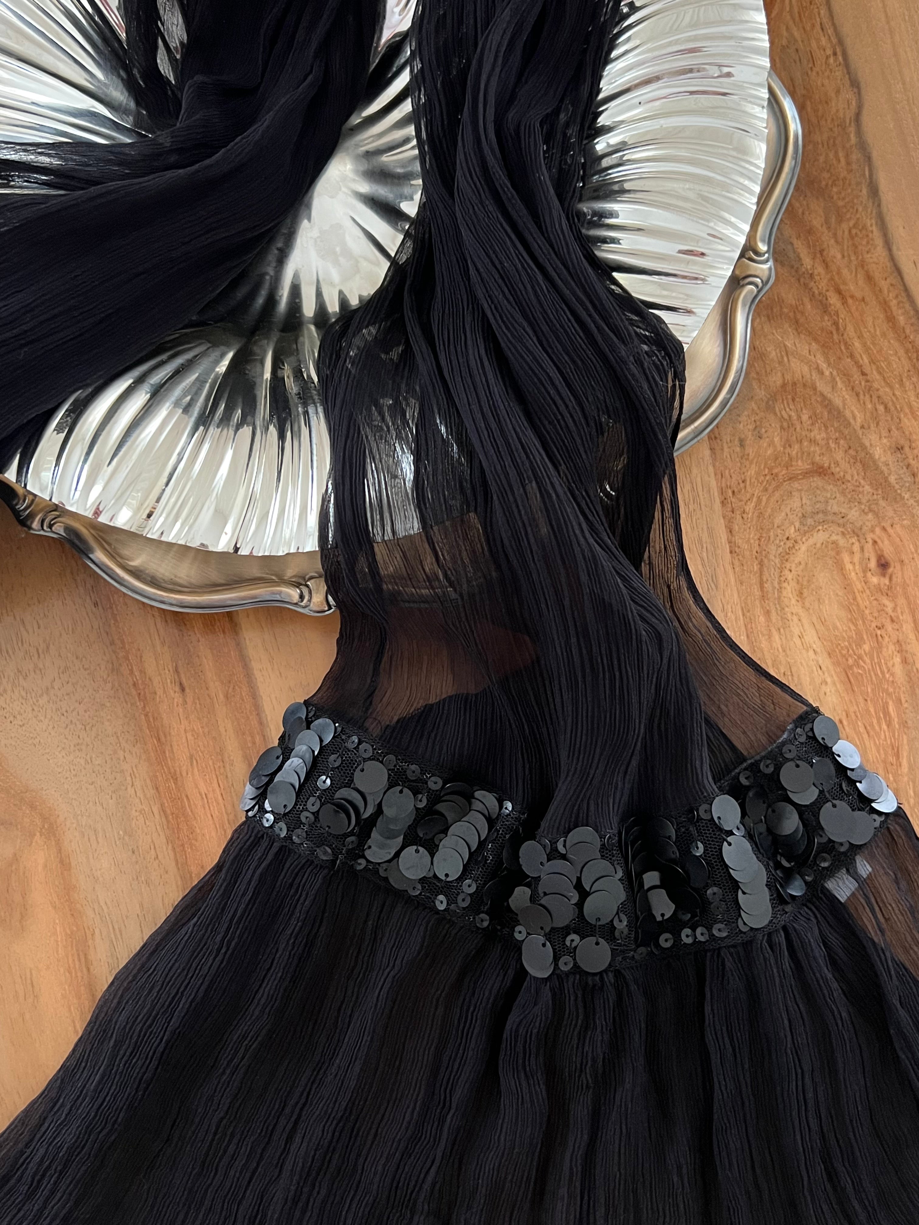 Black silk chiffon scarf