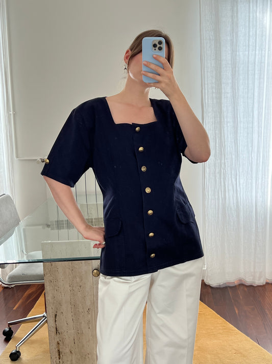 Blue cotton blouse