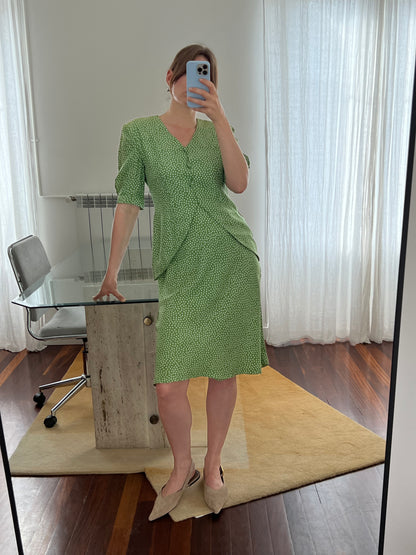 Green polka dot dress